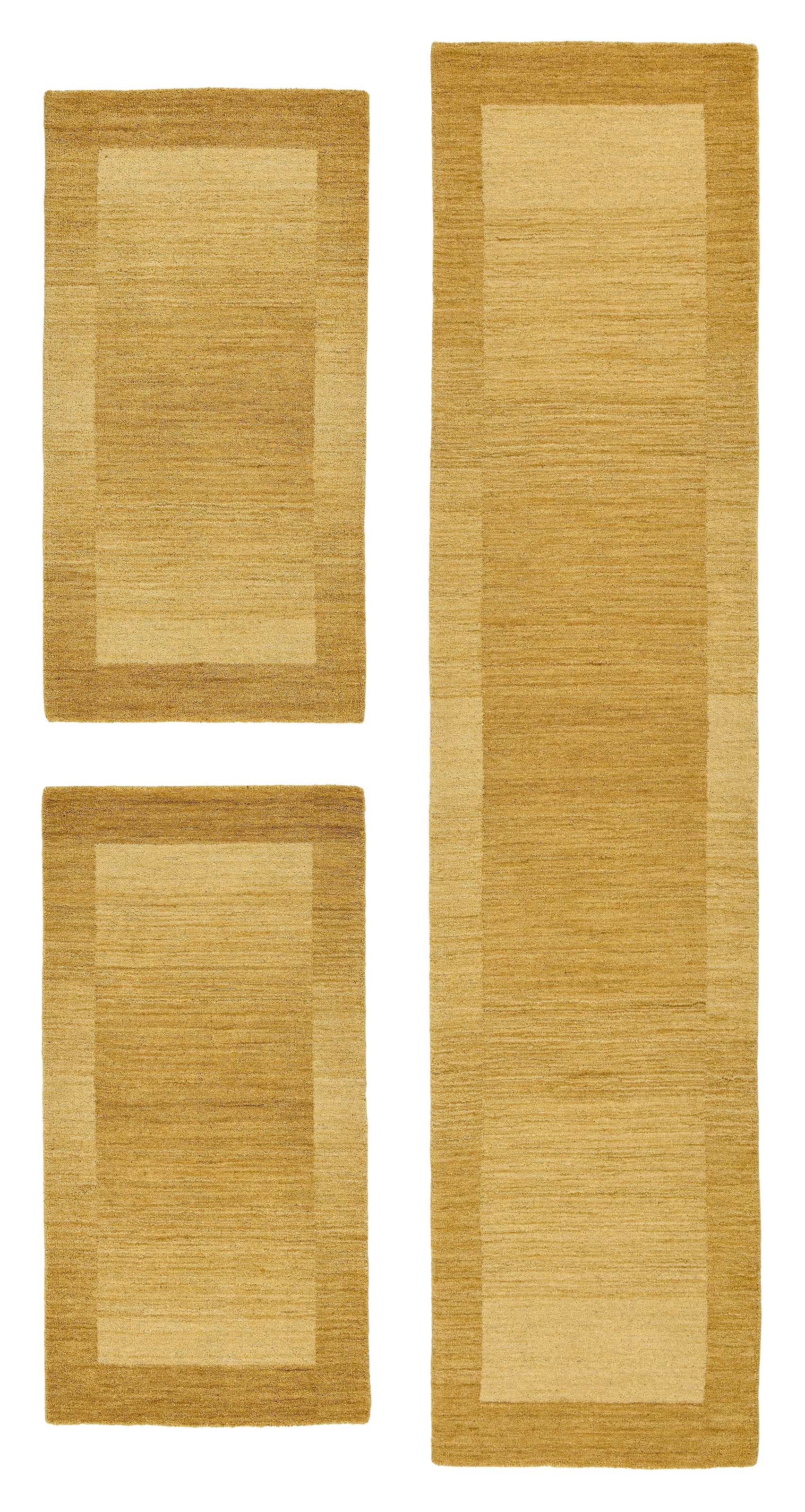 THEKO Bordure de lit »Gabbeh Super, Handweb, Teppich, Bordüre, reine Wolle,« Höhe 9 mm 3 tlg. Bettvorleger, Schlafzimmer, Läufer-Set