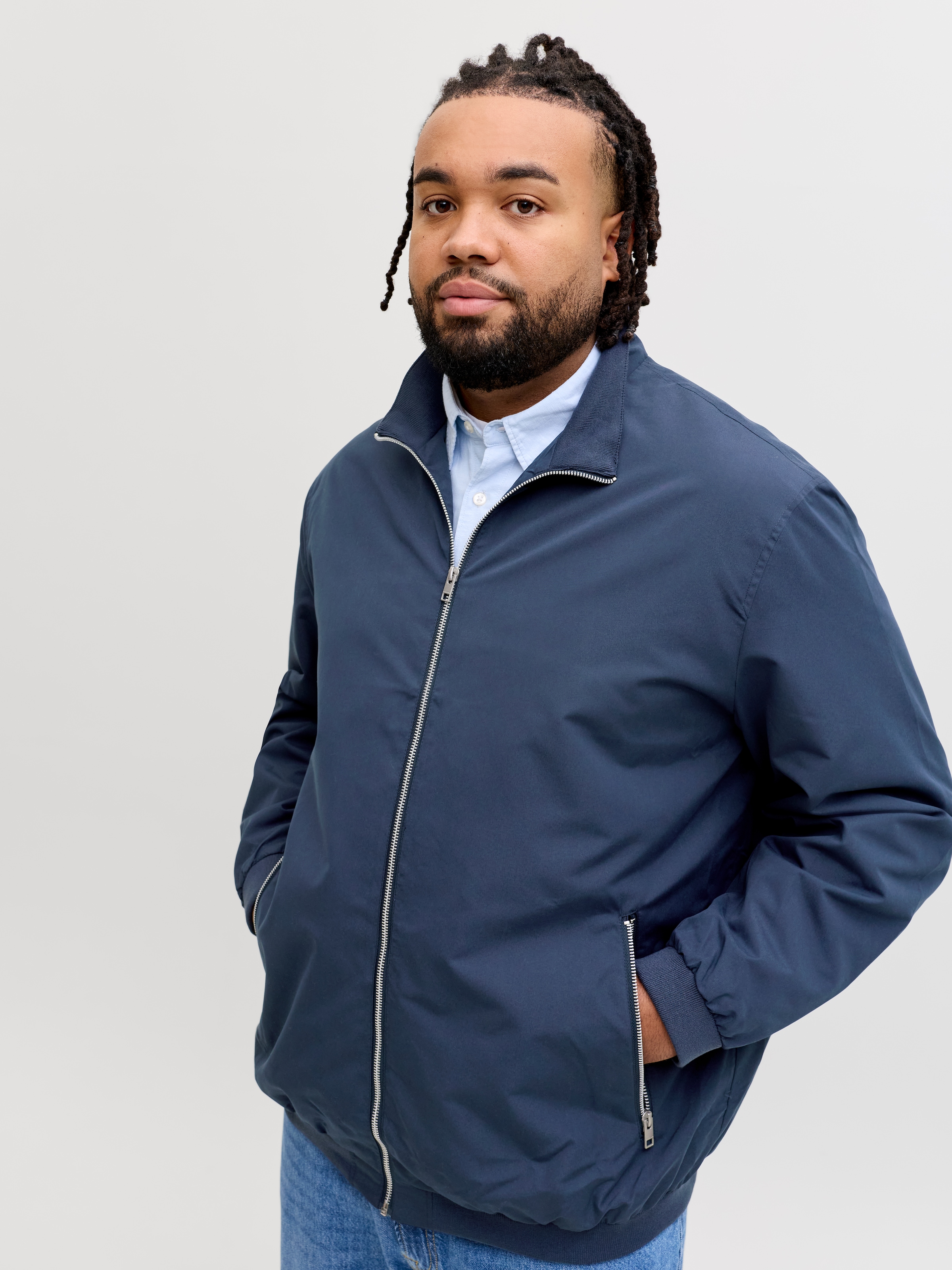 Jack & Jones PlusSize Blouson »JJERUSH HARRINGTON BOMBER NOOS PLS« fibre synthétique, coupe régulière