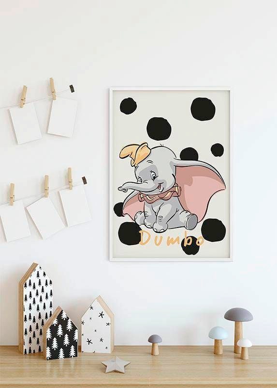Komar Image »Dumbo Dots« Disney 1 cuis tlg. tableau mural décoratif pour chambre d'enfant - sans cadre