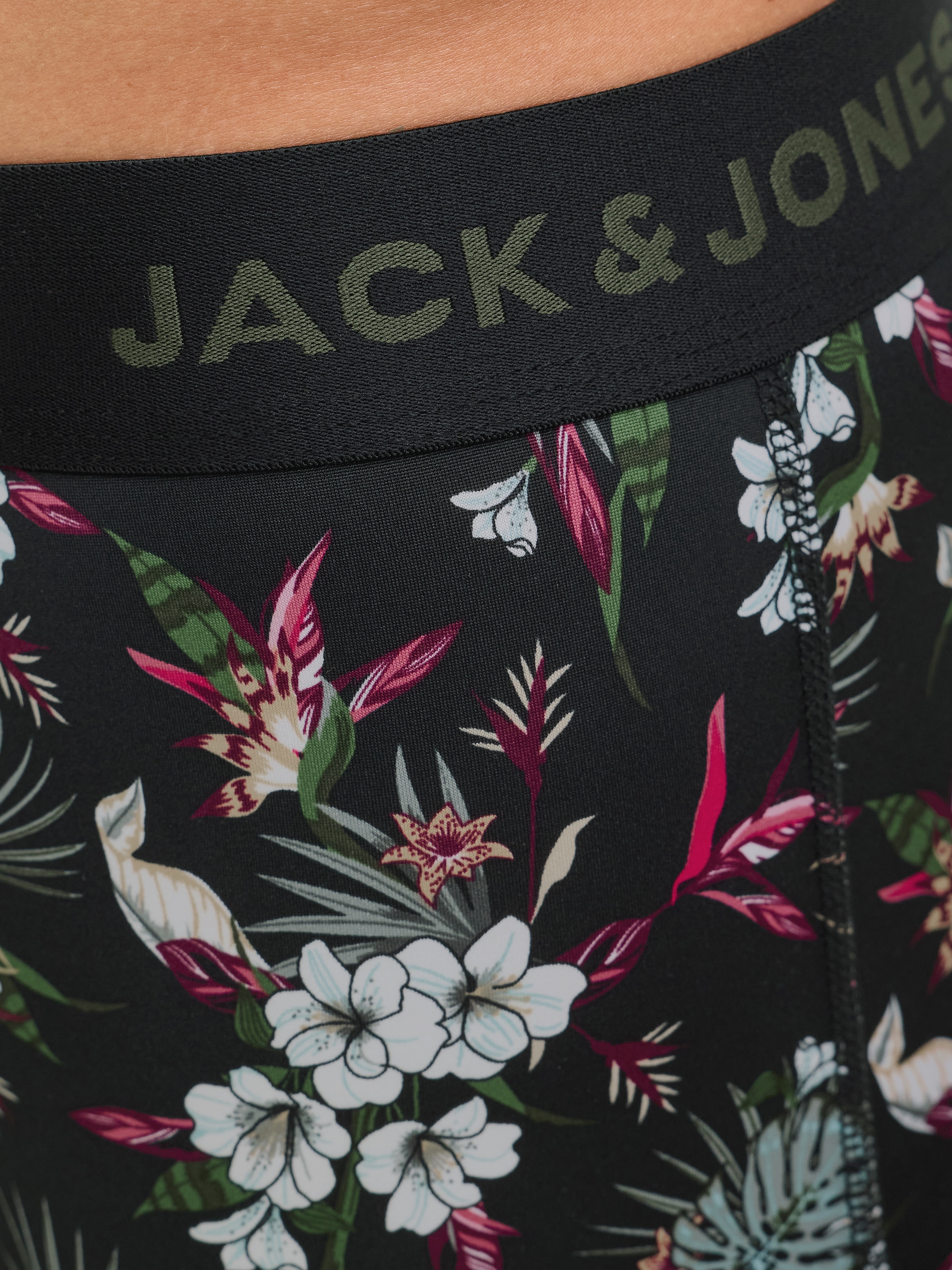 Jack & Jones Funktionsboxer »JACFLOWER aus Microfaserqualität und schnelltrocknendem Material« Packung, 3 Stk. unifarben mit Farbeinsatz, modisch, eng anliegend, Microfaser