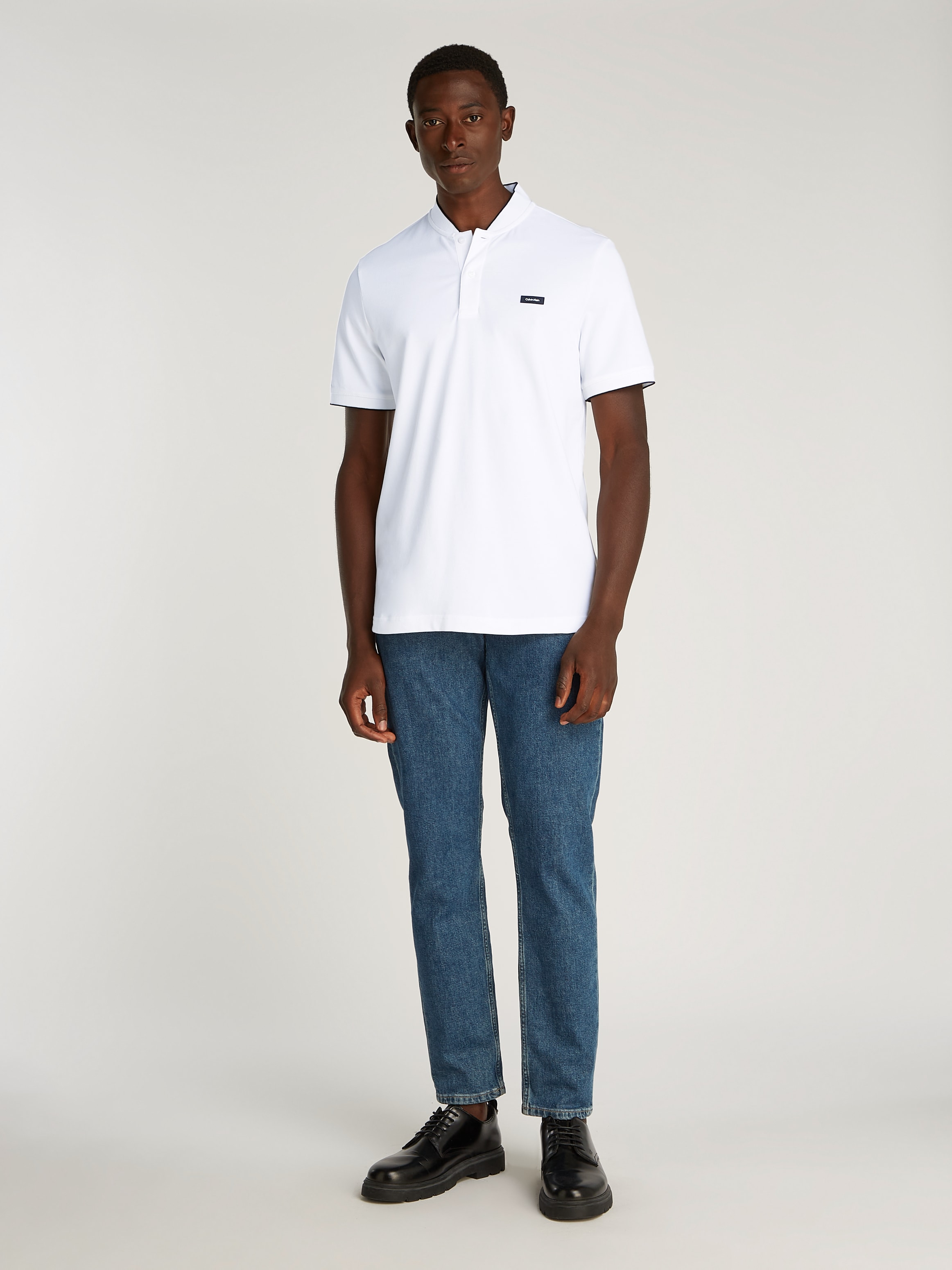 Calvin Klein Polo »STRETCH PIQUE STAND COLLAR POLO« mit kontrastfarbenen Kanten