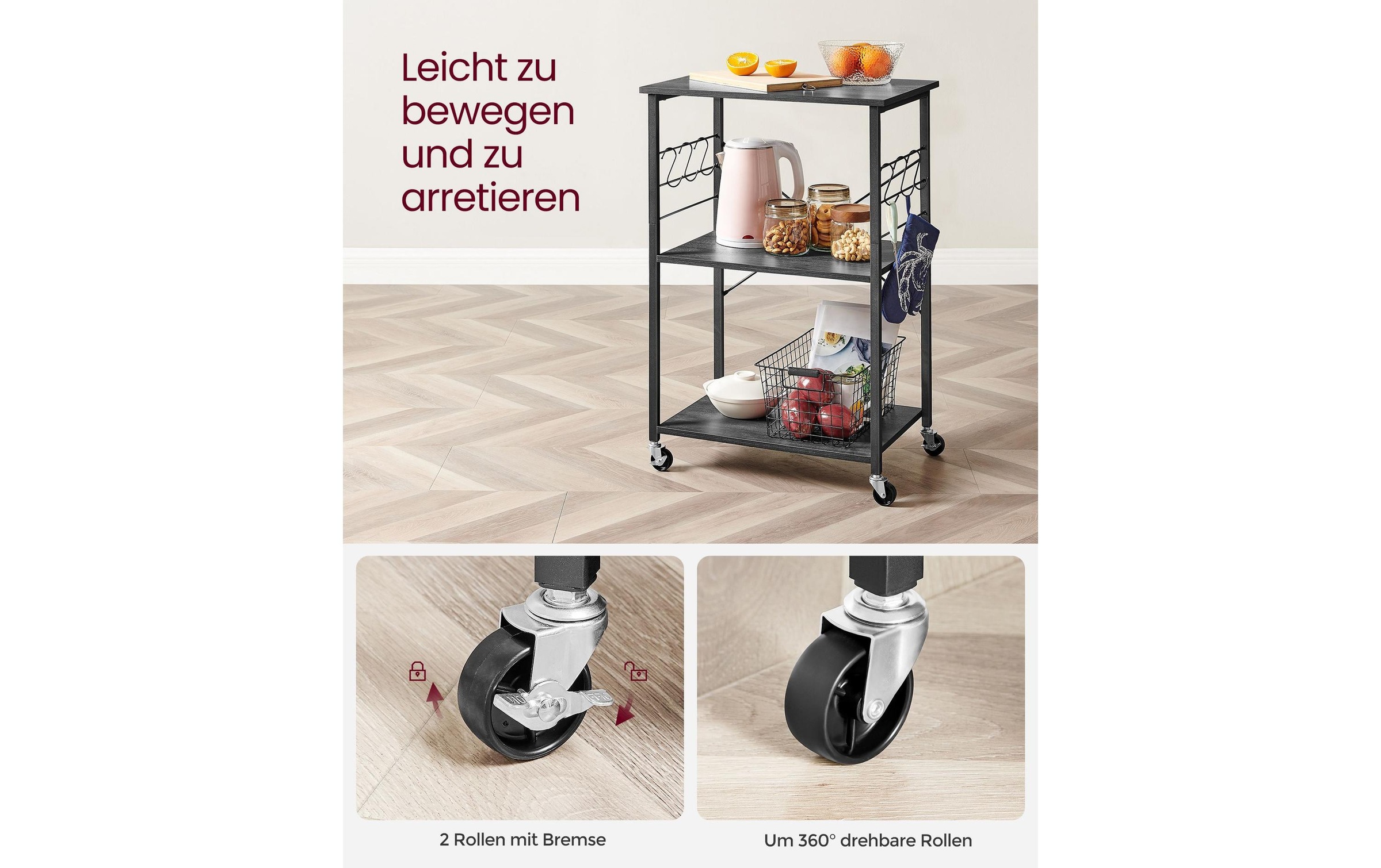 VASAGLE Küchenregal »mit 3 Ablagen«