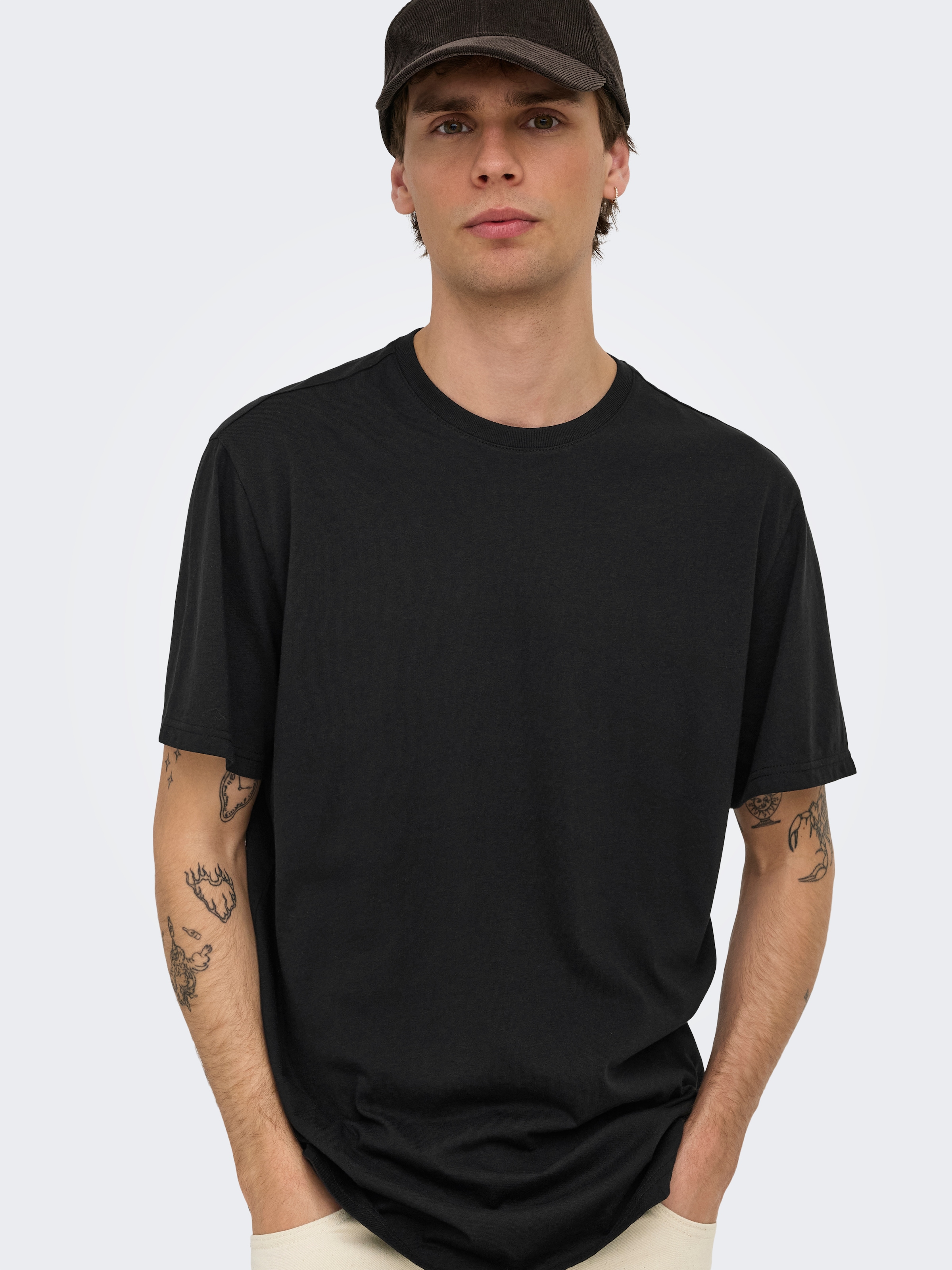 ONLY & SONS Shirt à col rond »ONSJEFF LONGY SS TEE 5-PACK OTL« Paquet, 5