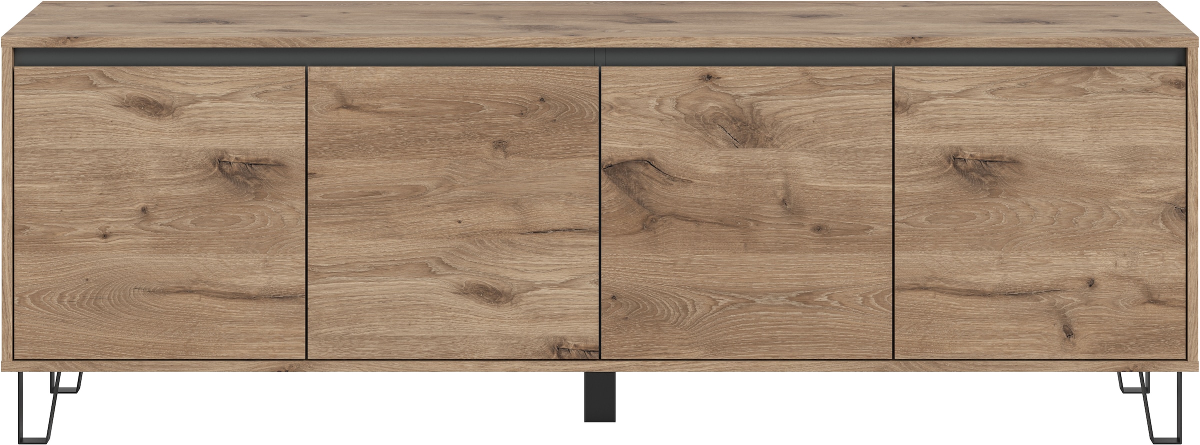 INOSIGN Lowboard »BALTIC, Breite 184cm, grifflose Fronten, Metall-Füsse,4 Türen, 4 Fächer« TV-Möbel, TV-Schrank, TV-Lowboard, Mediaboard