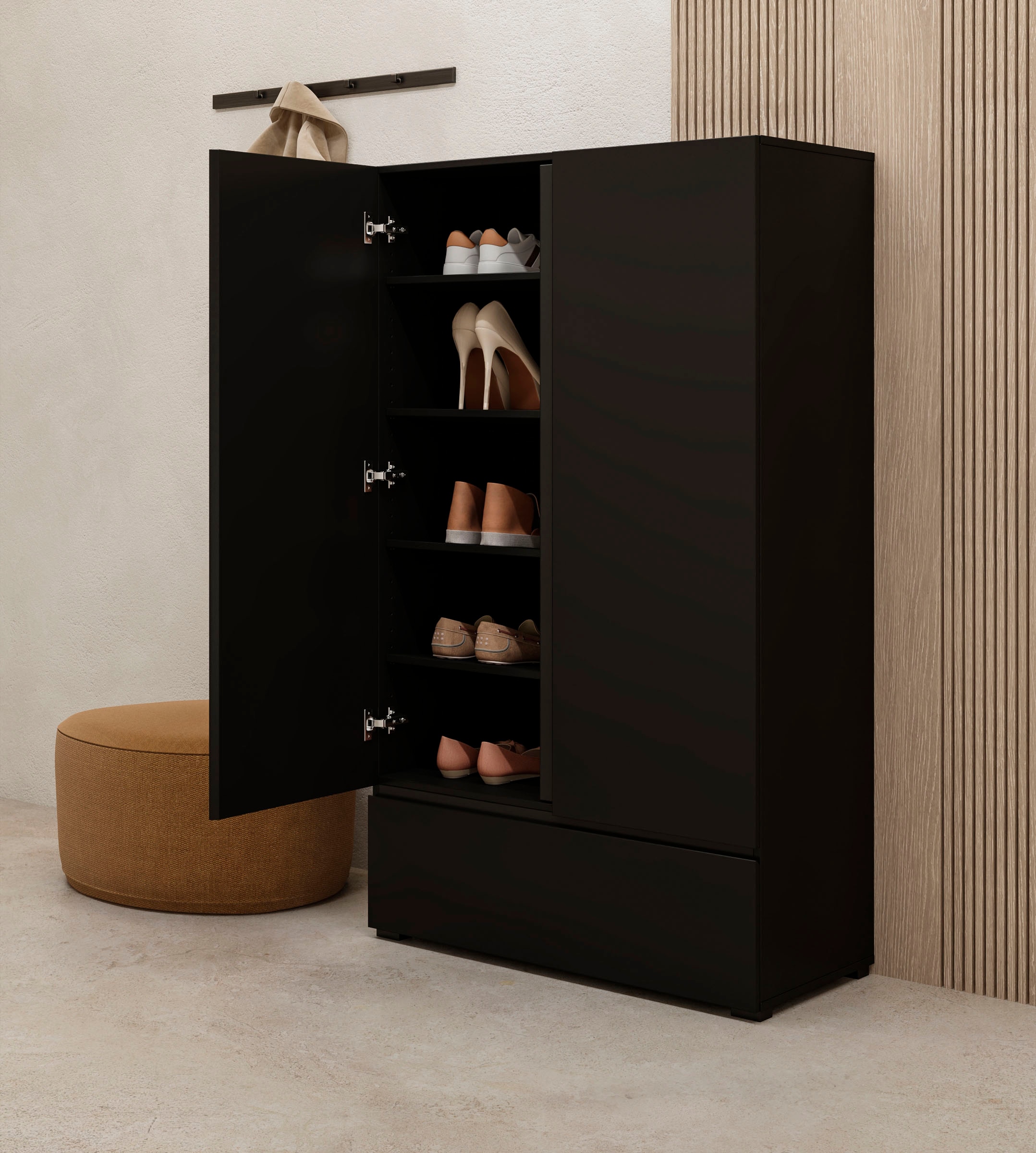 GOODproduct Armoire multi-usages »Cross,Breite 89 cm, Highboard, Universalschrank, Garderobe« armoire à linge avec beaucoup de rangement, étagères réglables