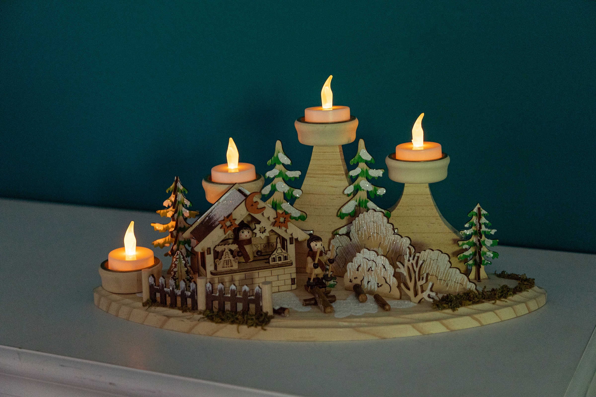 Myflair Möbel & Accessoires Teelichthalter »Weihnachtsdeko« Winterlandschaft aus Holz