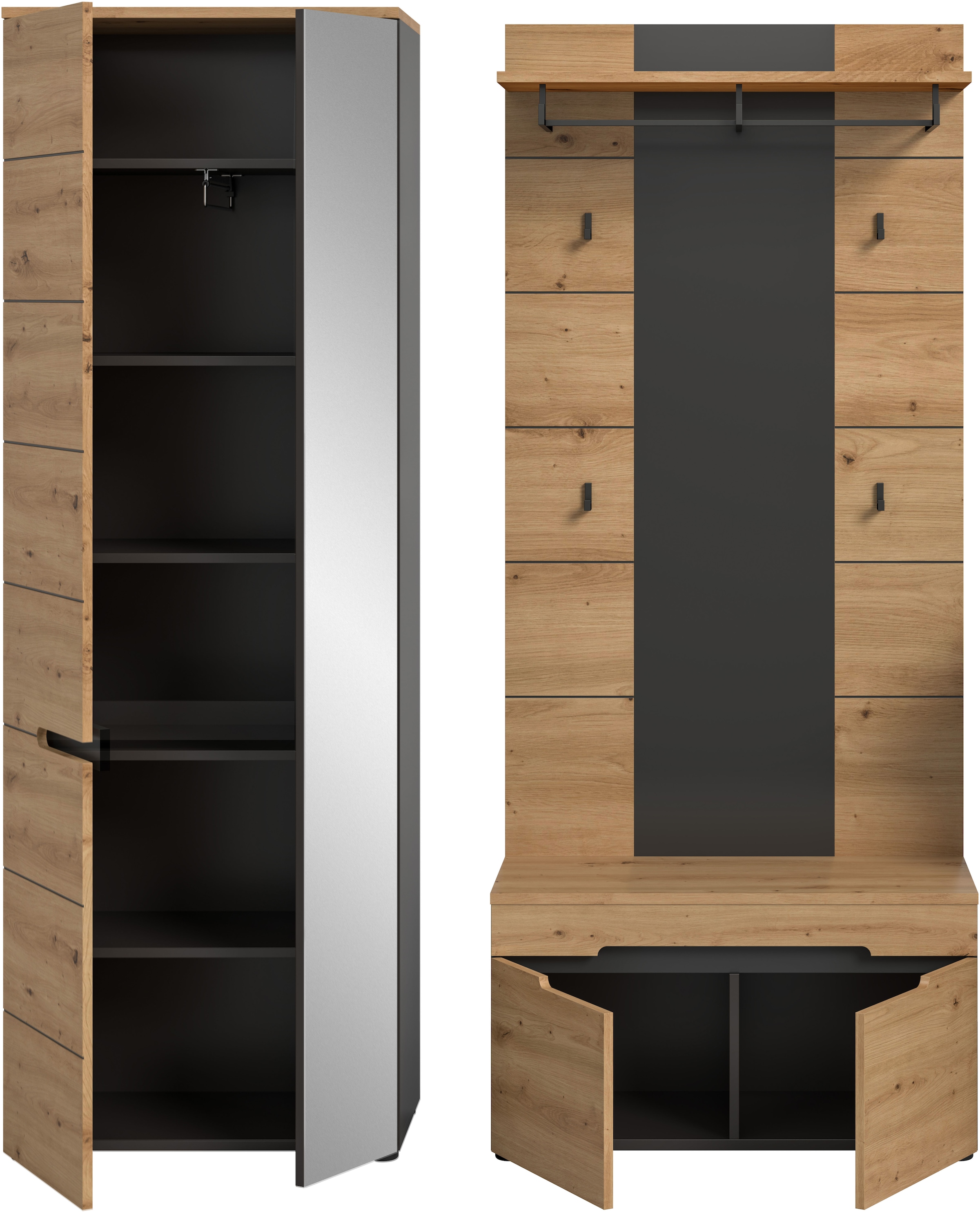 INOSIGN Ensemble de vestiaires »REHAT, TOPSELLER!, 3-teilig, Breite 160 cm, individuell erweiterbar« Set, bestehend aus: Garderobenschrank, Sitzbank und Paneel, 3 cuis tlg.