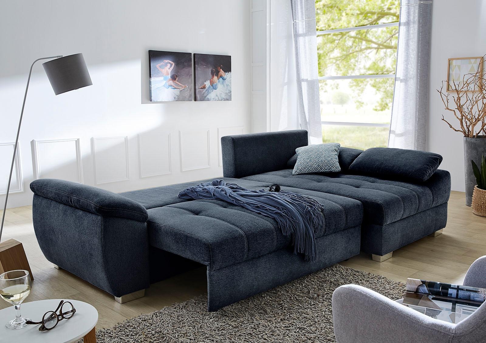 Jockenhöfer Gruppe Canapé d'angle »Alster L-Form, B: 268 cm« mit Bettfunktion, Bettkasten & Zierkissen