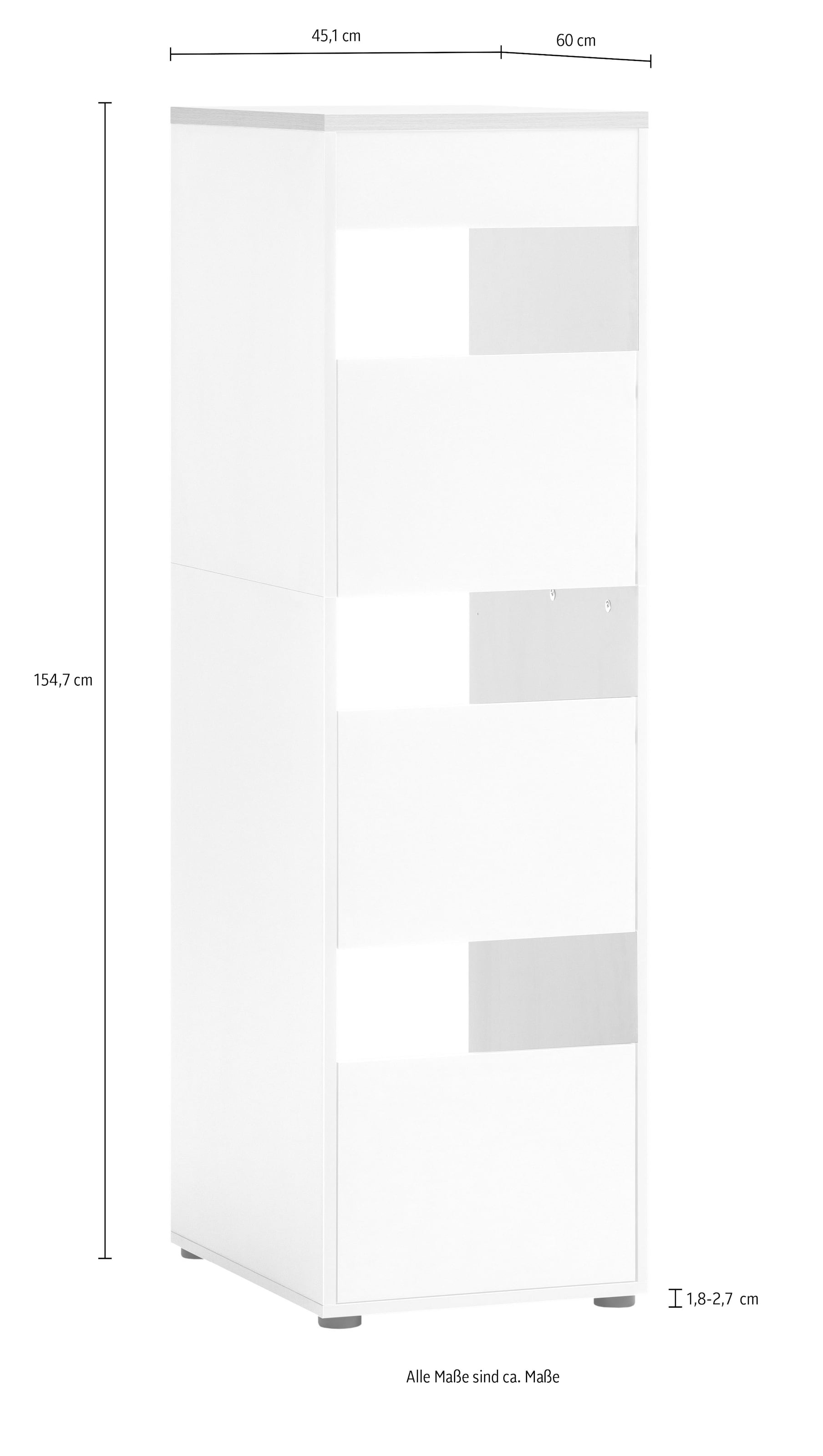 Schildmeyer Armoire à linge »Solea, Breite 45 cm« Drei Wäscheschächte, Wechselbarer Türanschlag