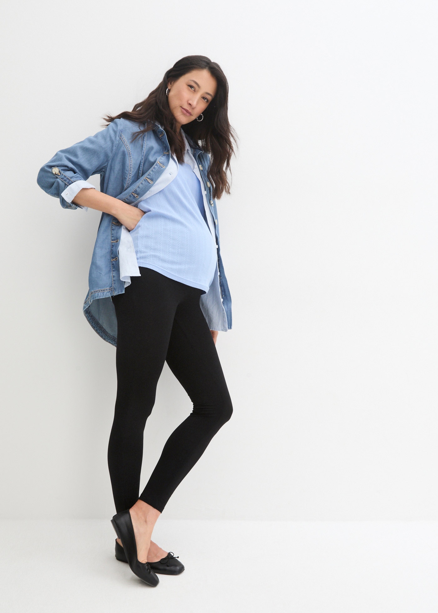 bonprix Leggings de maternité  aus Baumwolle mit Elasthan, bequemer, breiter Jerseybund, Slim Fit