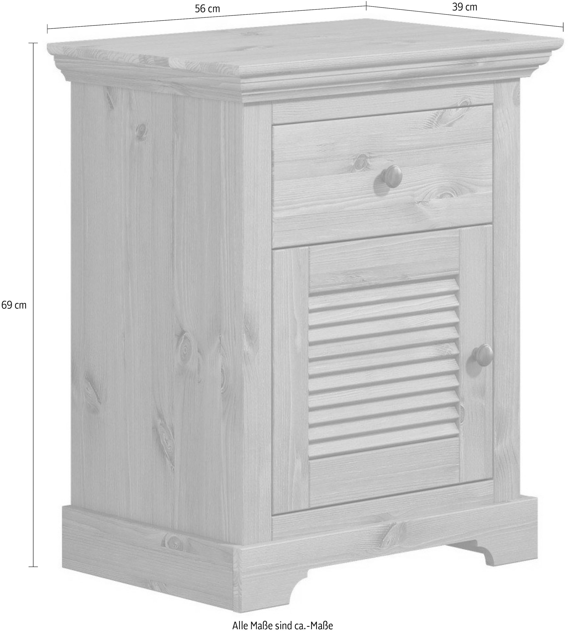 GOODproduct Nachtkommode »Rauna, Landhausstil, edles Design mit Lamellen und Kassetten, 2 Farben« B/H/T  56/69/39cm,  FSC® zertifiziertes Kieferholz, massive Qualität mit viel Stauraum