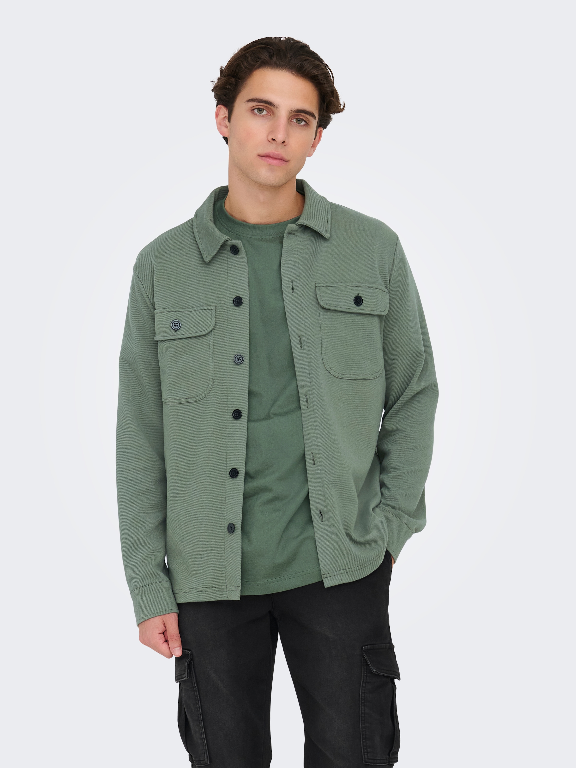 ONLY & SONS Chemise à manches longues »ONSNEWKODYL OVERSHIRT SWEAT NOOS« Materialmix, regular fit
