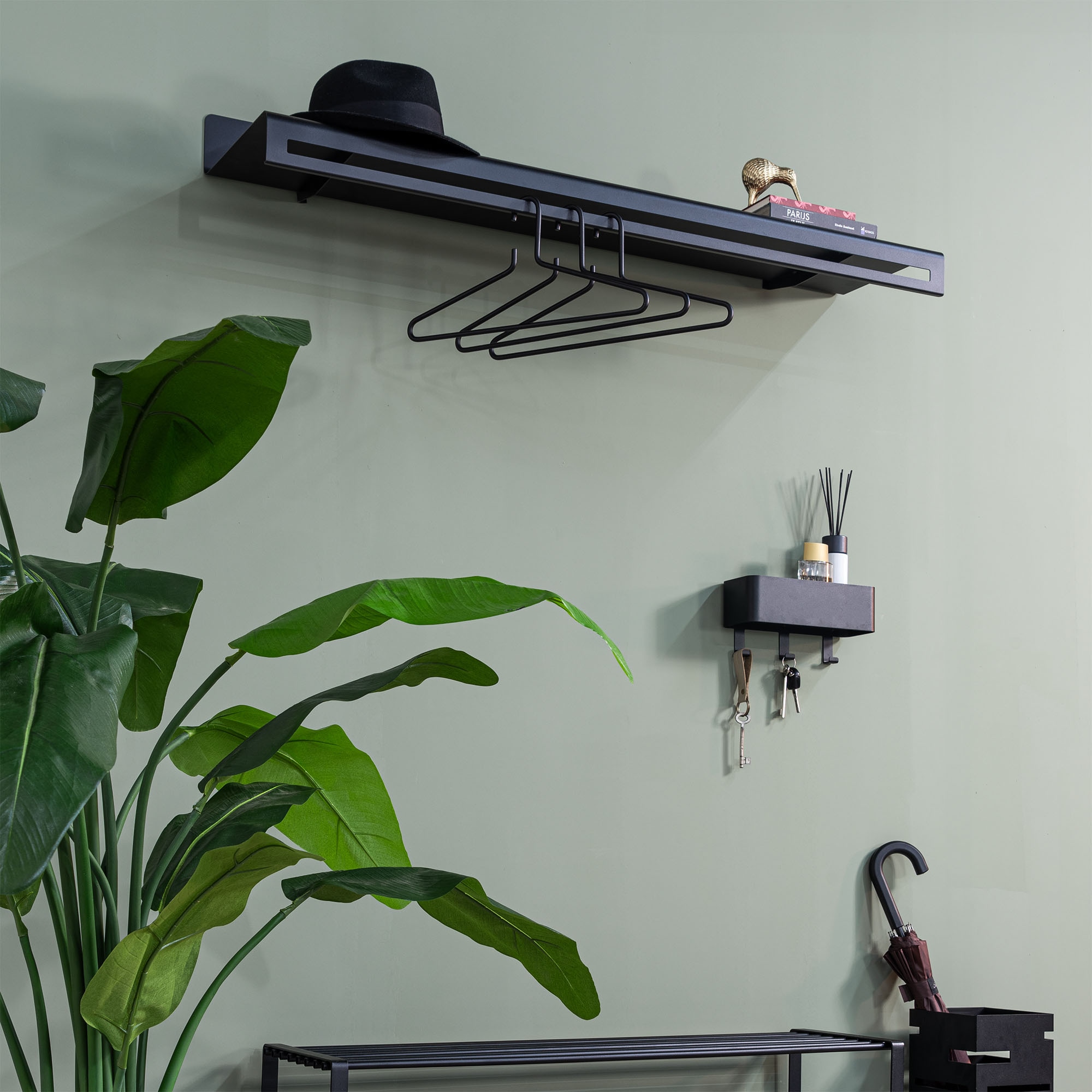 Spinder Design Barre de penderie »SWAY 120« étagère murale 2-en-1 + porte-manteau