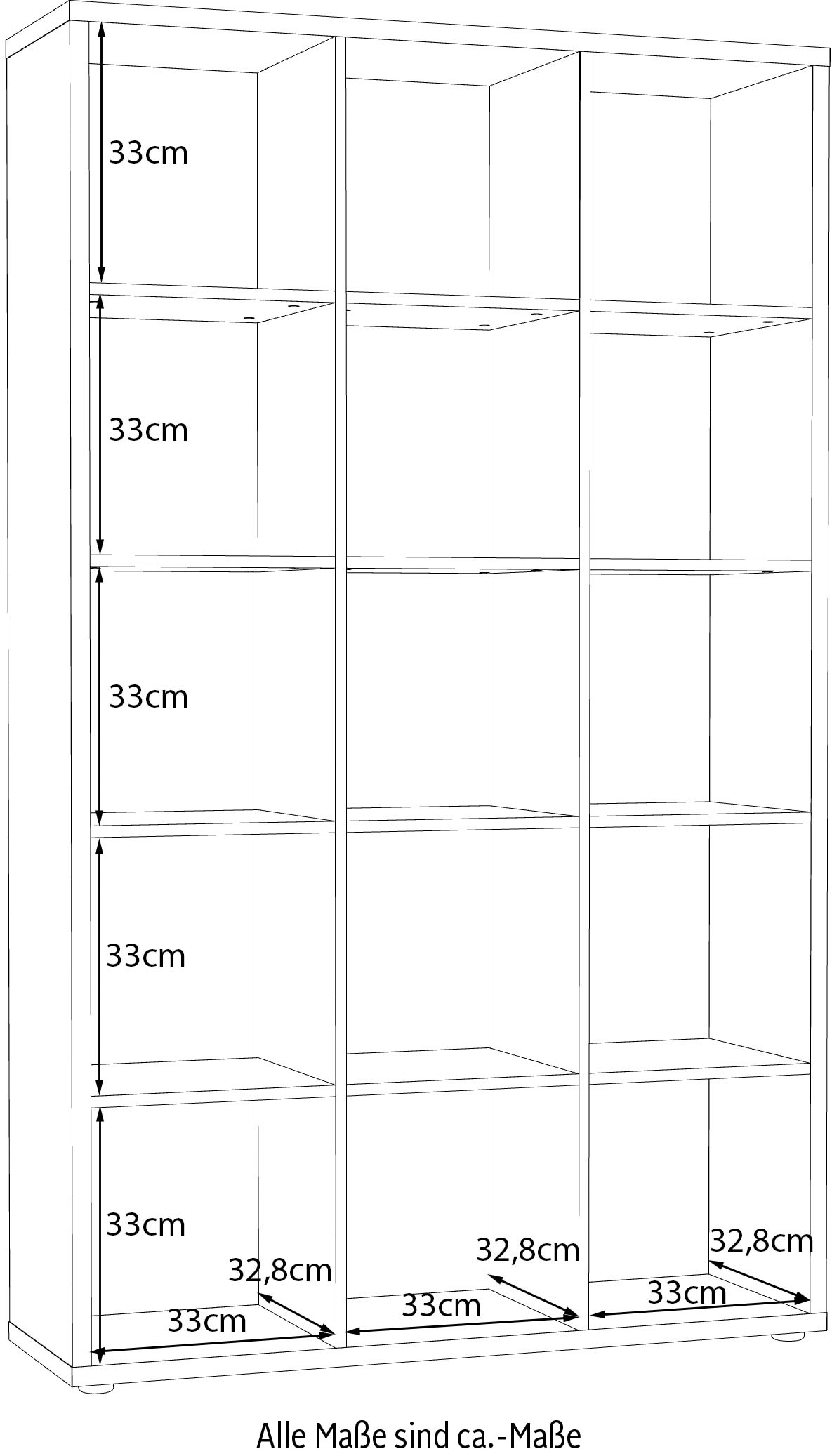 FORTE Étagère sur pied »Mauro, Raumteiler, sorgt für Stil und Ordnung« L/H/P env. 107/176/32 cm,  5 compartiments, chaque compartiment supporte jusqu’à 5 kg, taille compartiment 33x33cm