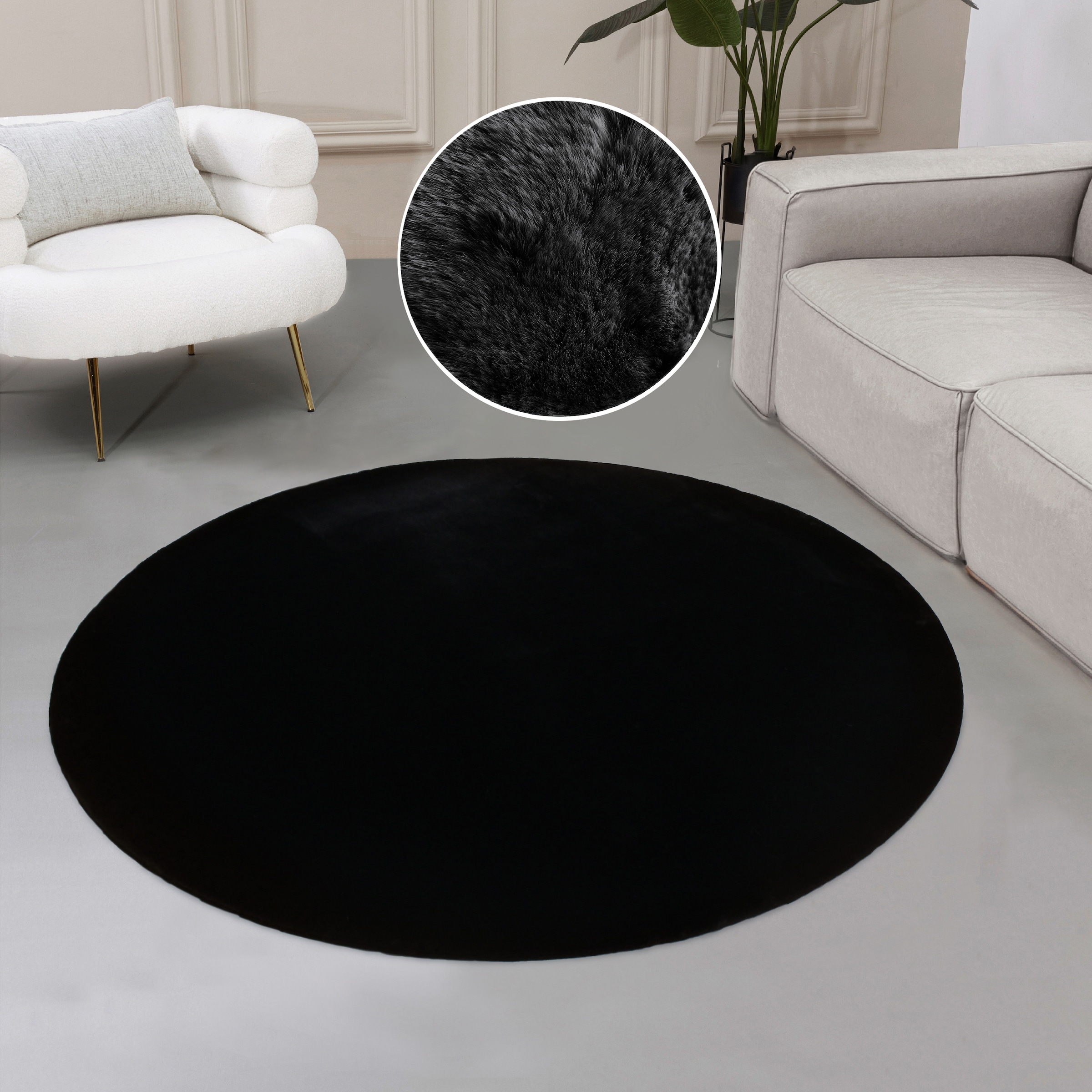 GOODproduct Fellteppich »Balu, Kunstfell Teppich, Modern« rund 20 mm Höhe Kaninchenfell-Haptik, Langflor, Schlafzimmer, Wohnzimmer, Kinderzimmer