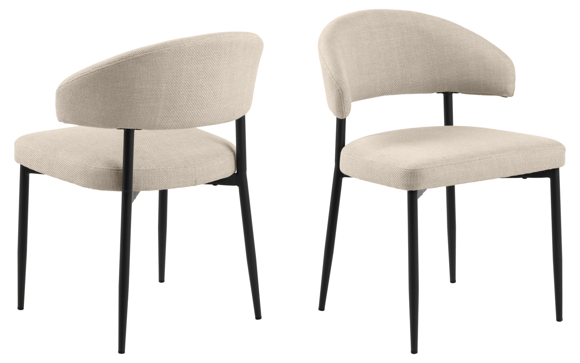 ACTONA GROUP Chaise de salle à manger »Edina 2er Set, Stoff - bequem & stilvoll, mehrere Farben, moderne« () rembourré, revêtement doux & grand confort d’assise, pieds en acier noir