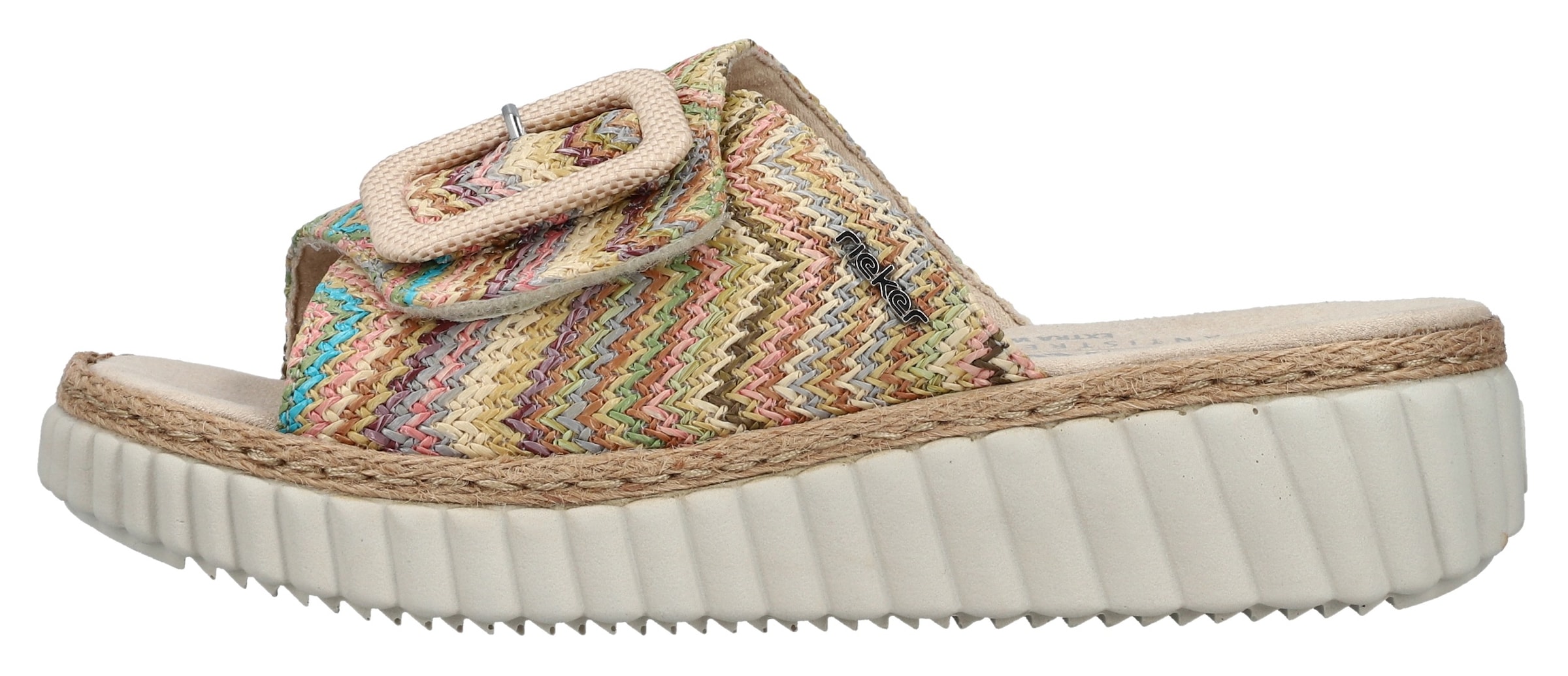 Rieker Keilpantolette  Sommerschuh, Strandschuh, Hausschuh mit praktischem Klettverschluss