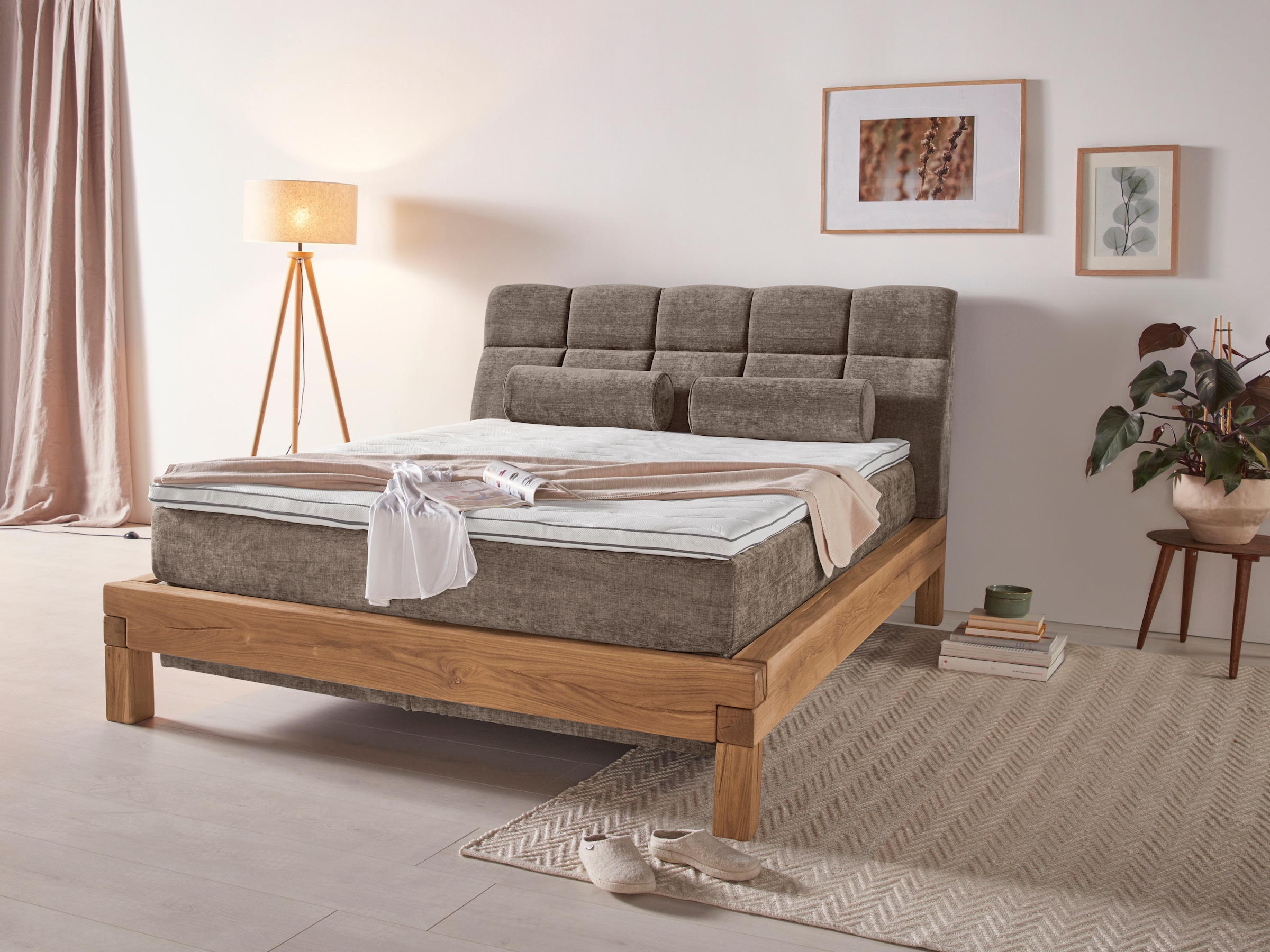 Home affaire Lit boxspring »Villads« Liegefläche: 160/200 cm aus Balkeneiche, Inside-Boxspring-Unterbau
