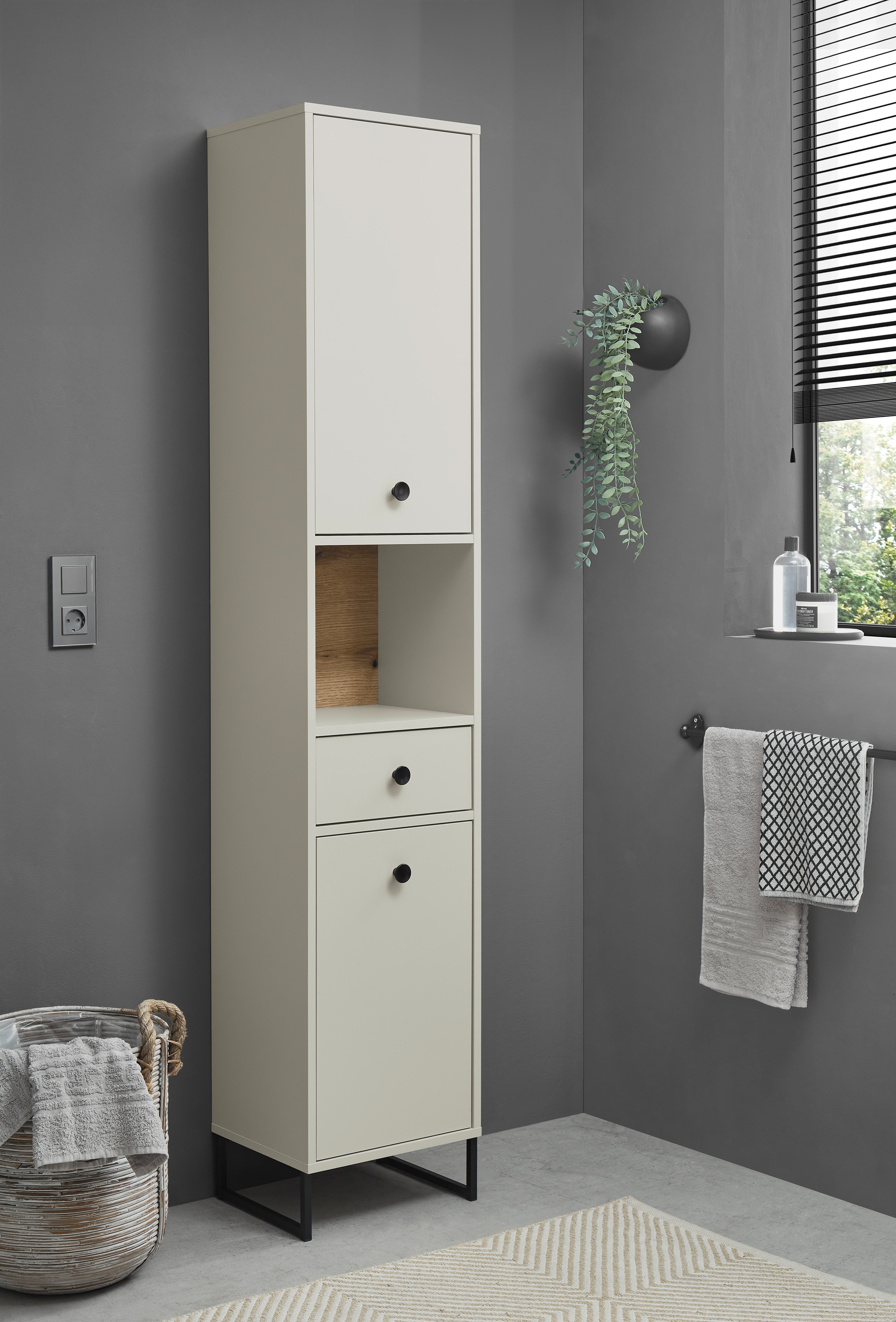 BASIC by Balculina Hochschrank »Linea« 1 Stk. tlg. Breite 60cm, U-Profil Füsse, Unterflurauszug