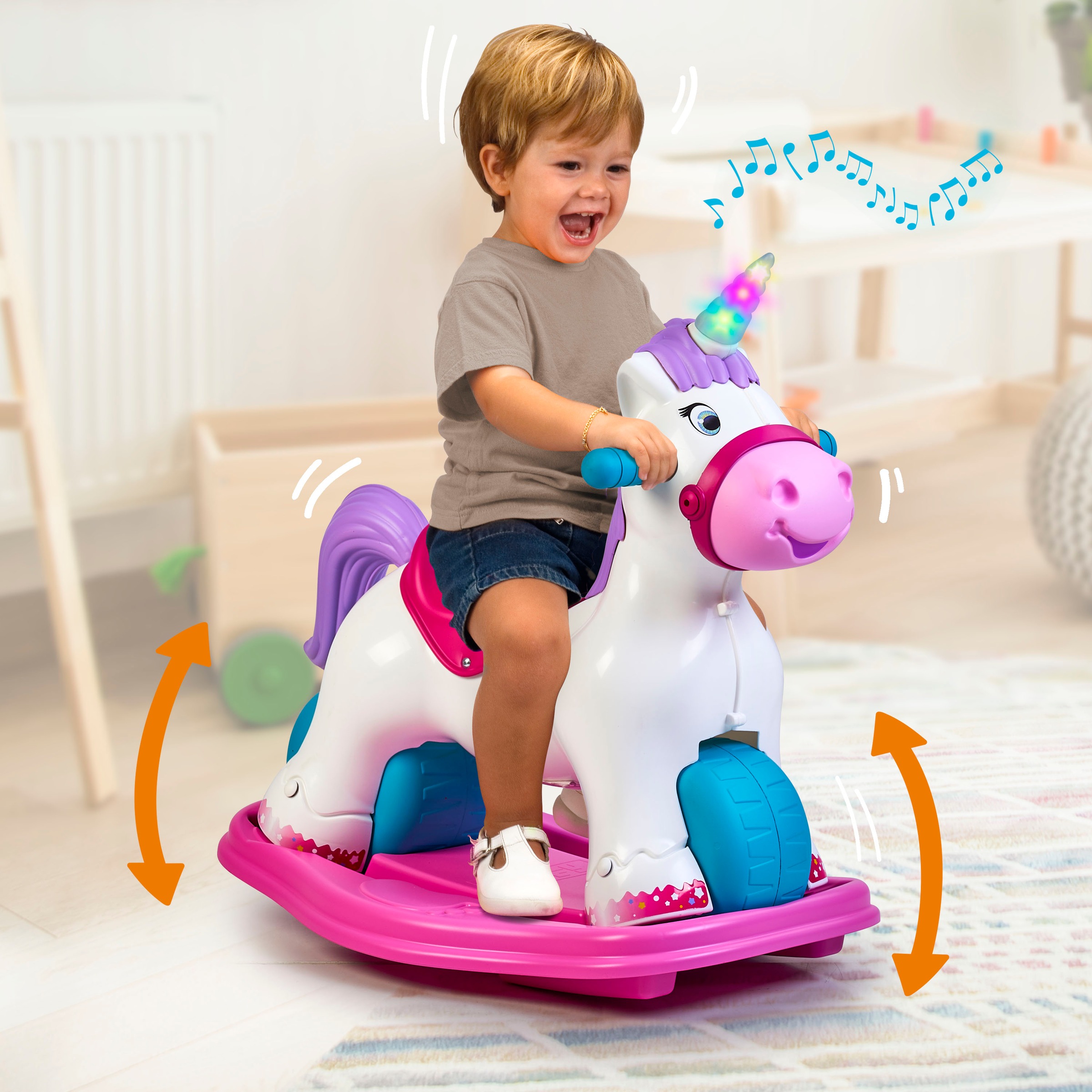 Feber® Animal à bascule »Feber Baby Unicorn 2in1« mit Licht- und Soundeffekt; Made in Europe