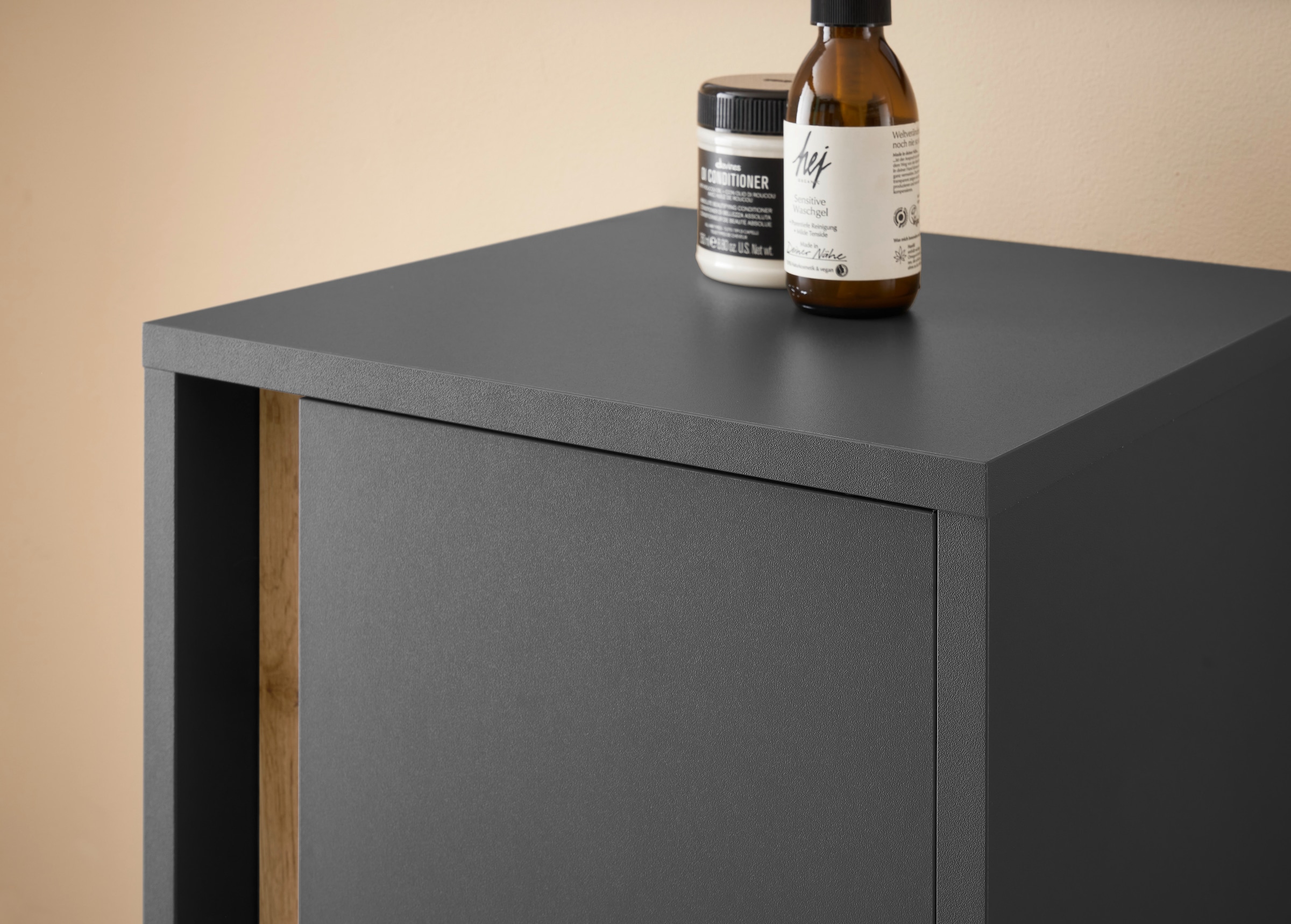 Home affaire Armoire intermédiaire »CITY/GIRON, Badschrank mit Griffmulde, Hochschrank in zeitlosem Design« in den Farben Weiss und Anthrazit verfügbar, viel Stauraum