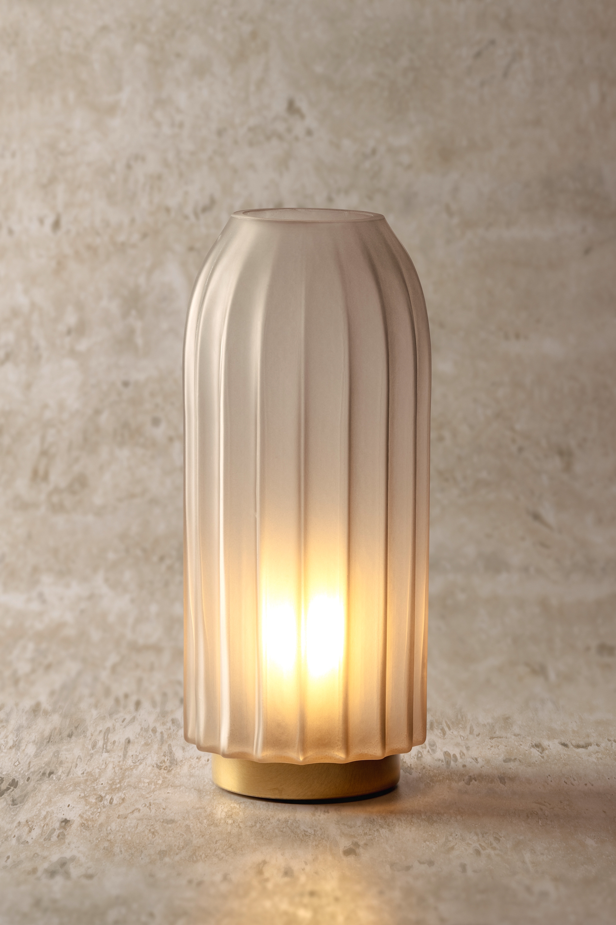 LEONARDO Lumière décorative LED »Silenzio« en verre gris avec socle doré