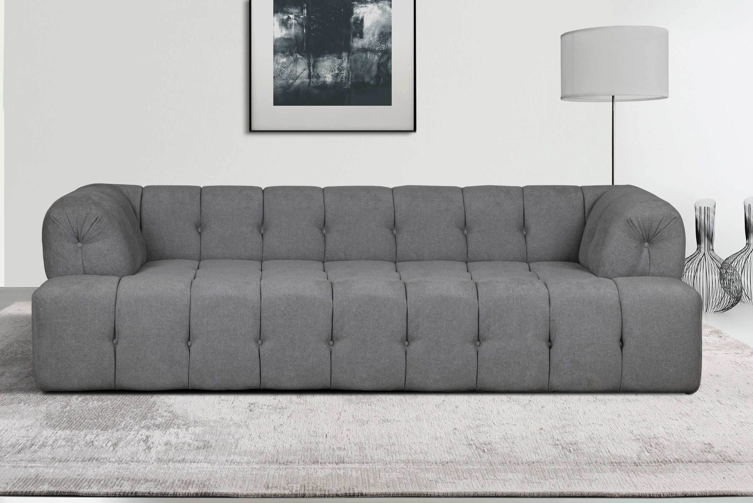 Home affaire 3-Sitzer »APERIRE B/T/H:  225/100/77 cm« mit moderner aufwändiger Steppung mit tiefem Einzug, auch hinten