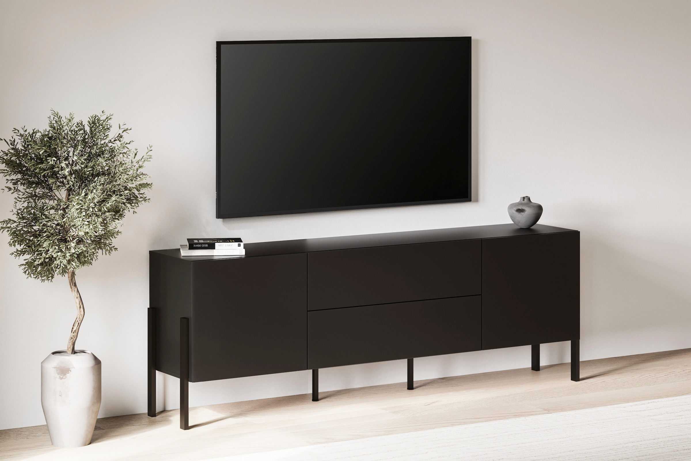 GOODproduct Table basse »Jukon,Breite 200 cm, moderne grifflose TV-Kommode,2 Türen/2 Schubladen« TV-Schrank mit viel Stauraum, TV-Board, push-to-open-Funktion