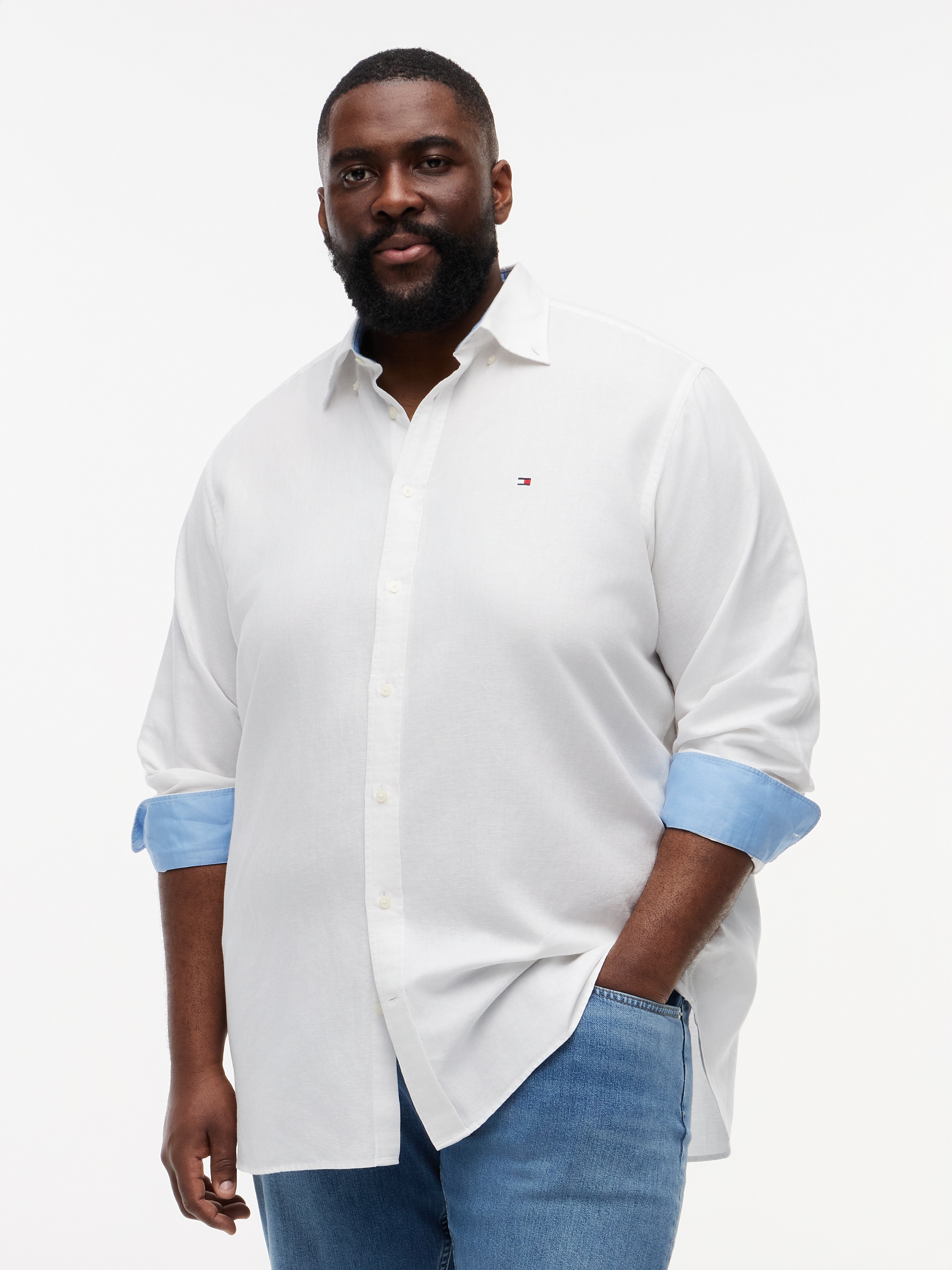 Tommy Hilfiger Big & Tall Chemise à manches longues »BT- LINEN« Grandes tailles Regular Fit mélange lin à col boutonné