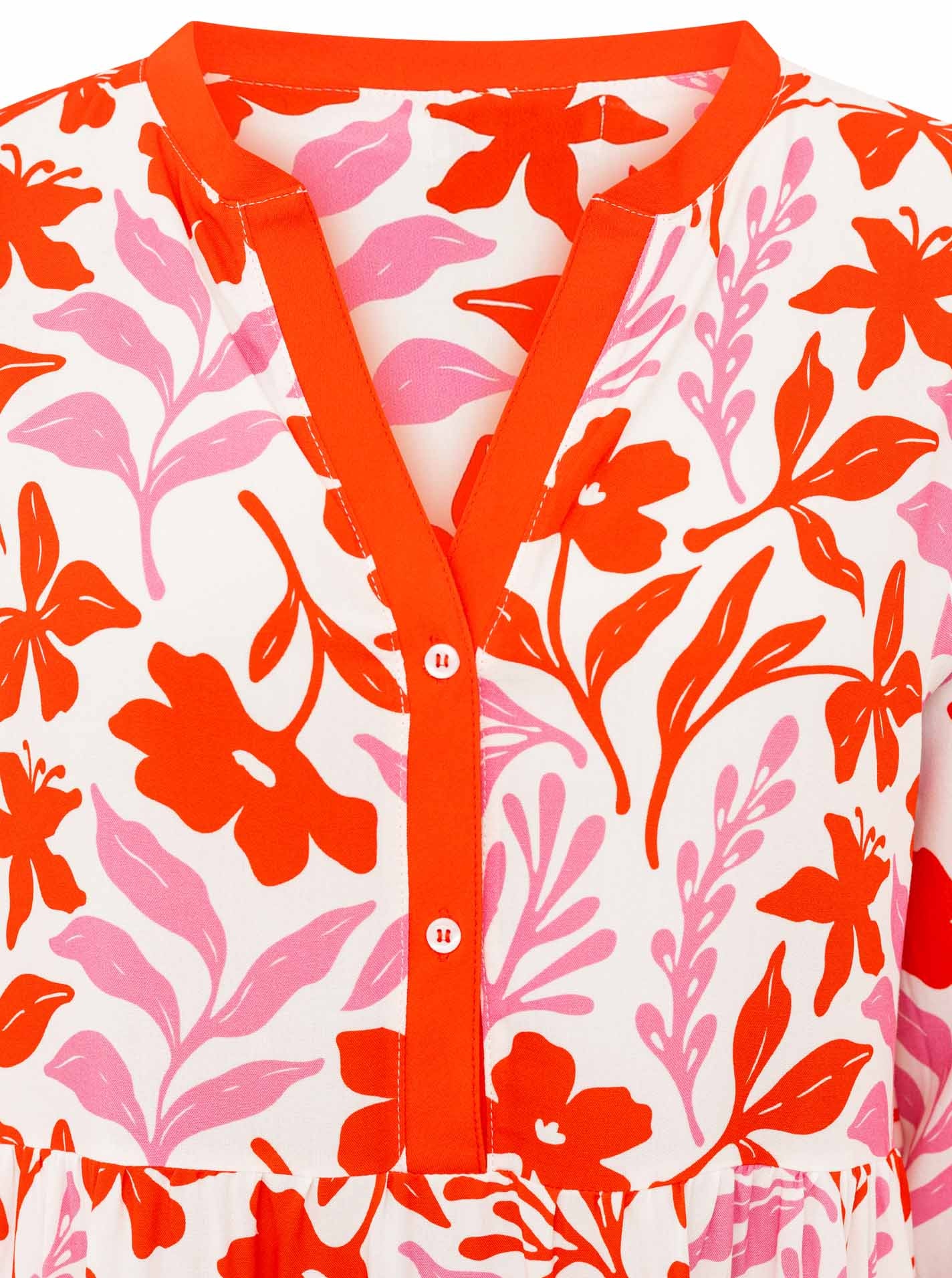 Zwillingsherz Maxi robe »"Flower"« Florales Muster, Schriftzug, 3/4 Arm, Knopfleiste