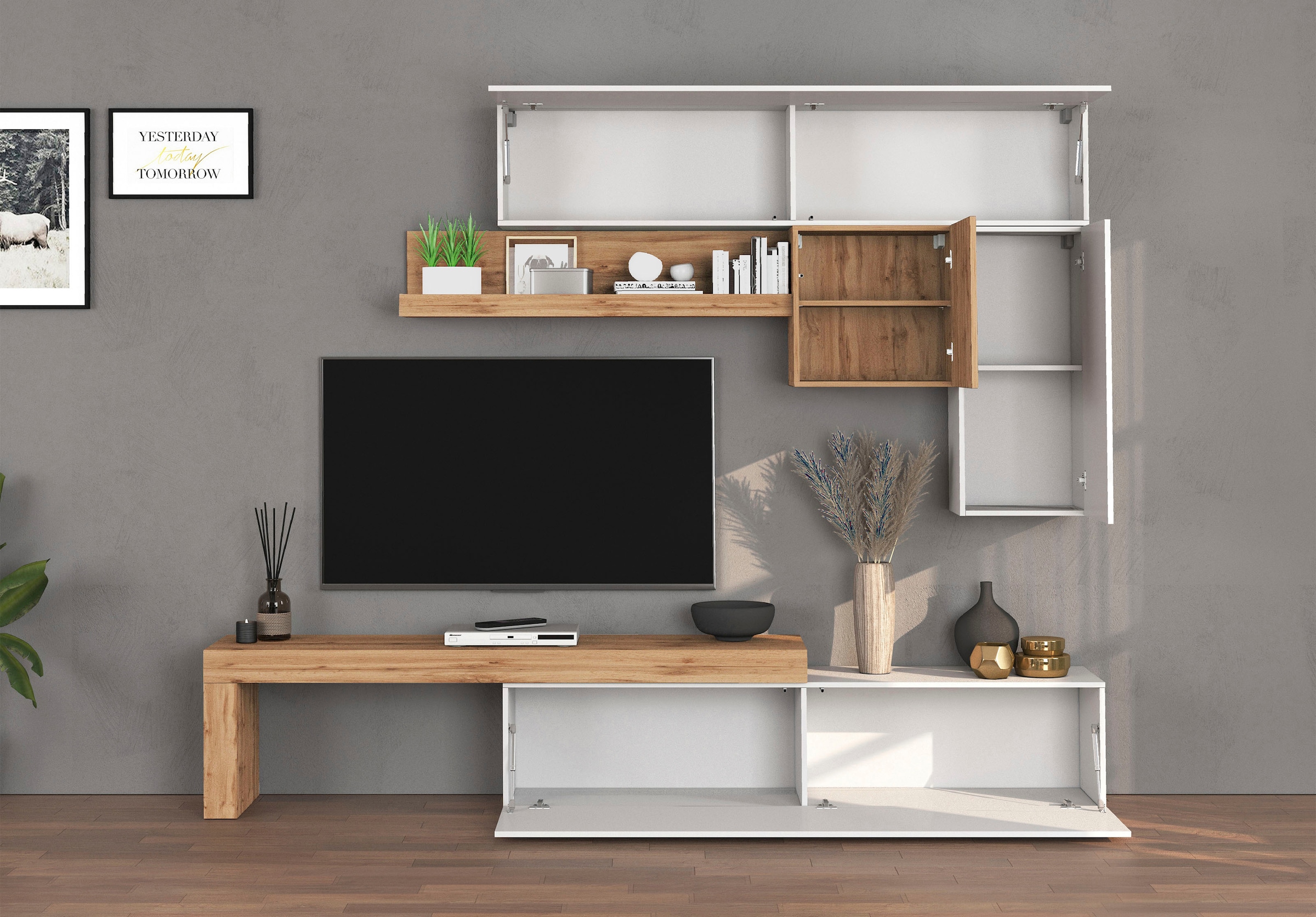 GOODproduct Meuble mural »Chronos Wohnwand, Medienwand, 5-er set« Set, 5 cuis tlg.