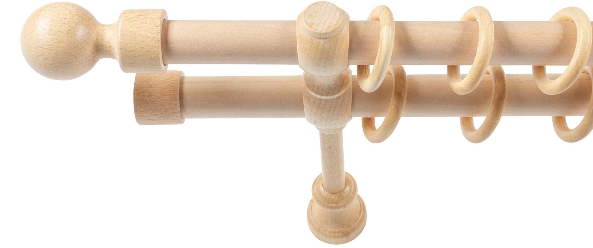 SN DECO GROUP Gardinenstange »Giro« 2 läufig-läufig Fixmass 28 mm, Holz, verschiedene Längen und Farben, Komplettset
