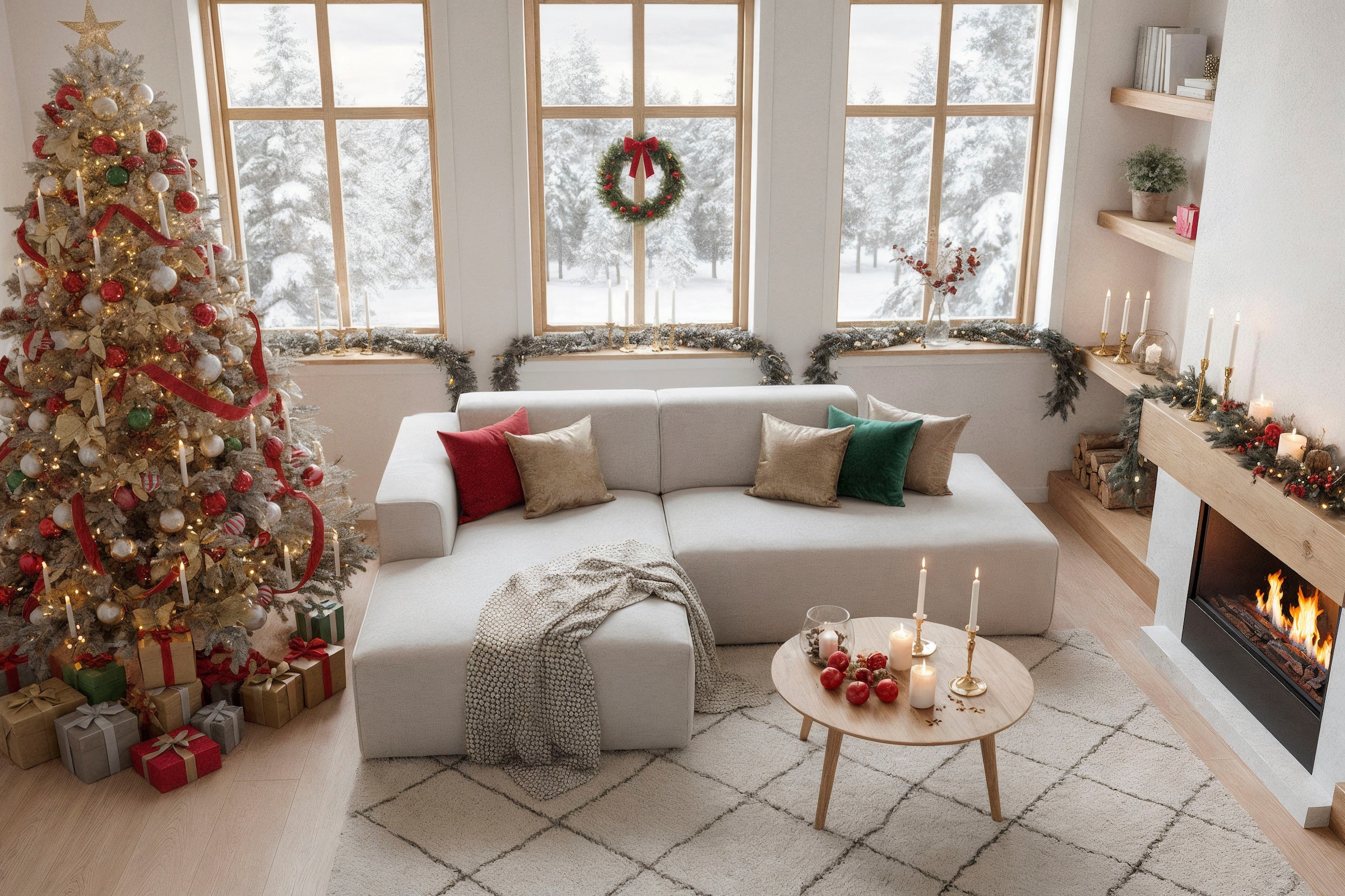 Home affaire Canapé d'angle »Noord mit Kedernaht, Breite 227 cm, L-Form« Cord, Struktur, Webstoff, mit Wellenunterfederung, Massivholzrahmen