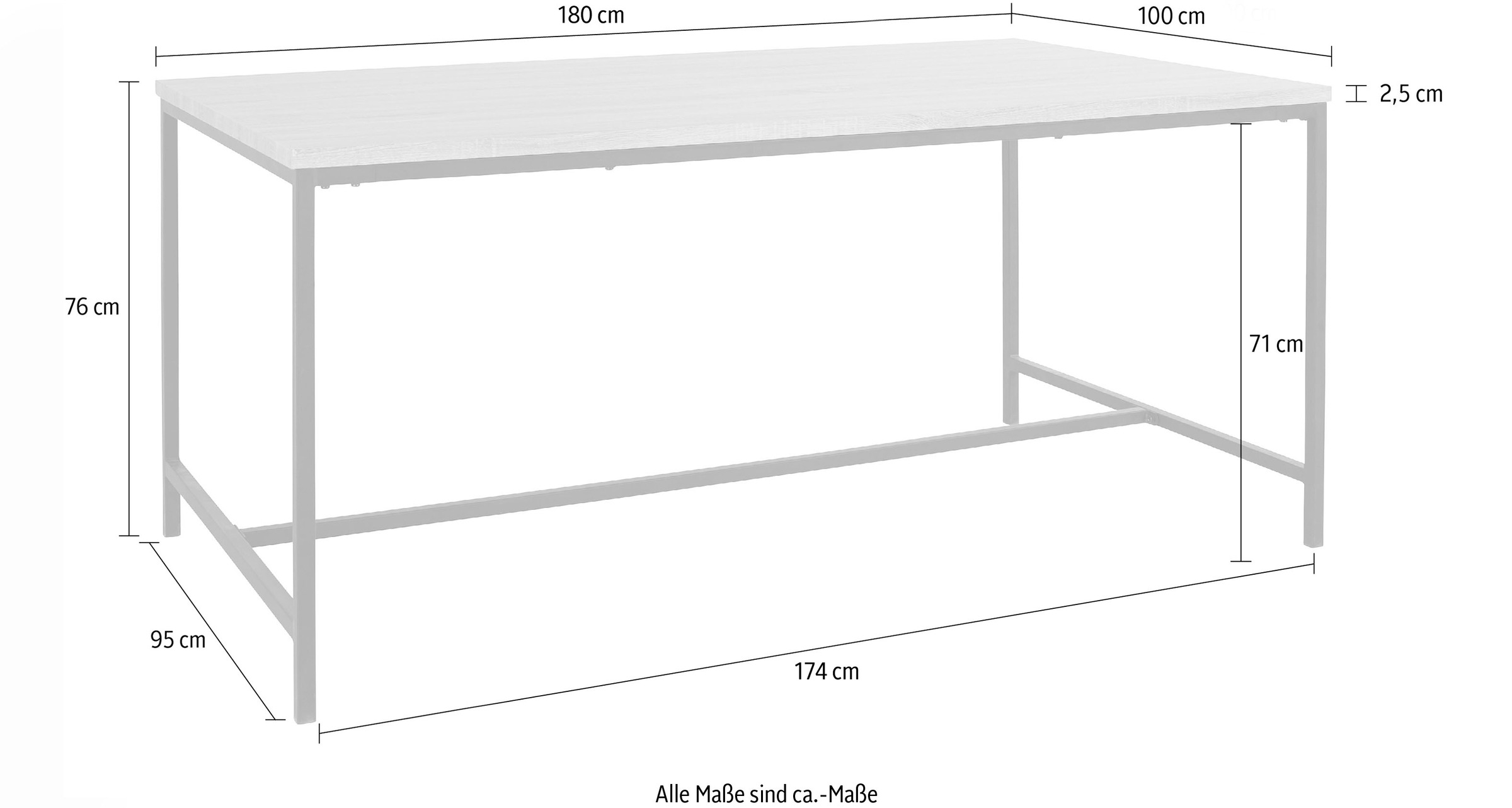 GOODproduct Esstisch »Vadum« 1 Stk. tlg. mit Tischplatte in einer Holzoptik und fühlbare Struktur, Höhe 76 cm
