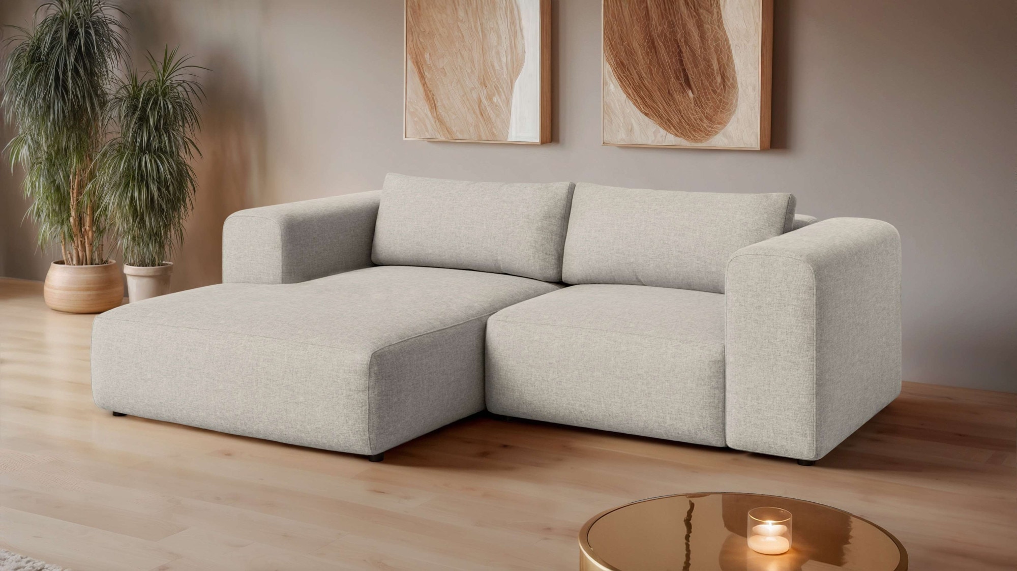 GOODproduct Canapé d'angle »TIARRA Design-Sofa mit Ottomane recht/links bestellbar, Breite 241 cm« L-Form mit hochelastischer Schaum und Wellenunterfederung
