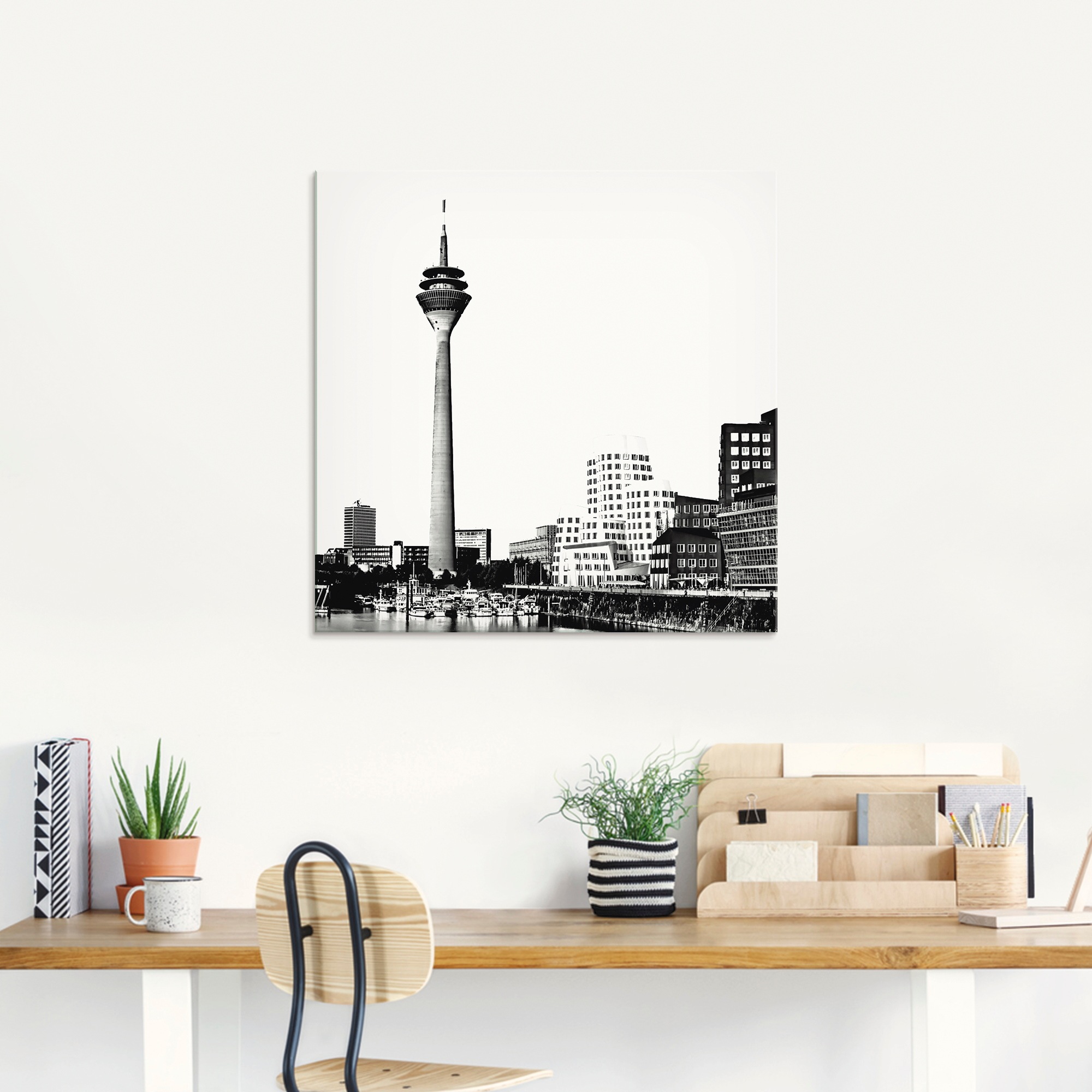 Artland Tableau en verre »Düsseldorf Collage Skyline 15« Allemagne 1 cuis tlg. disponible en différentes tailles
