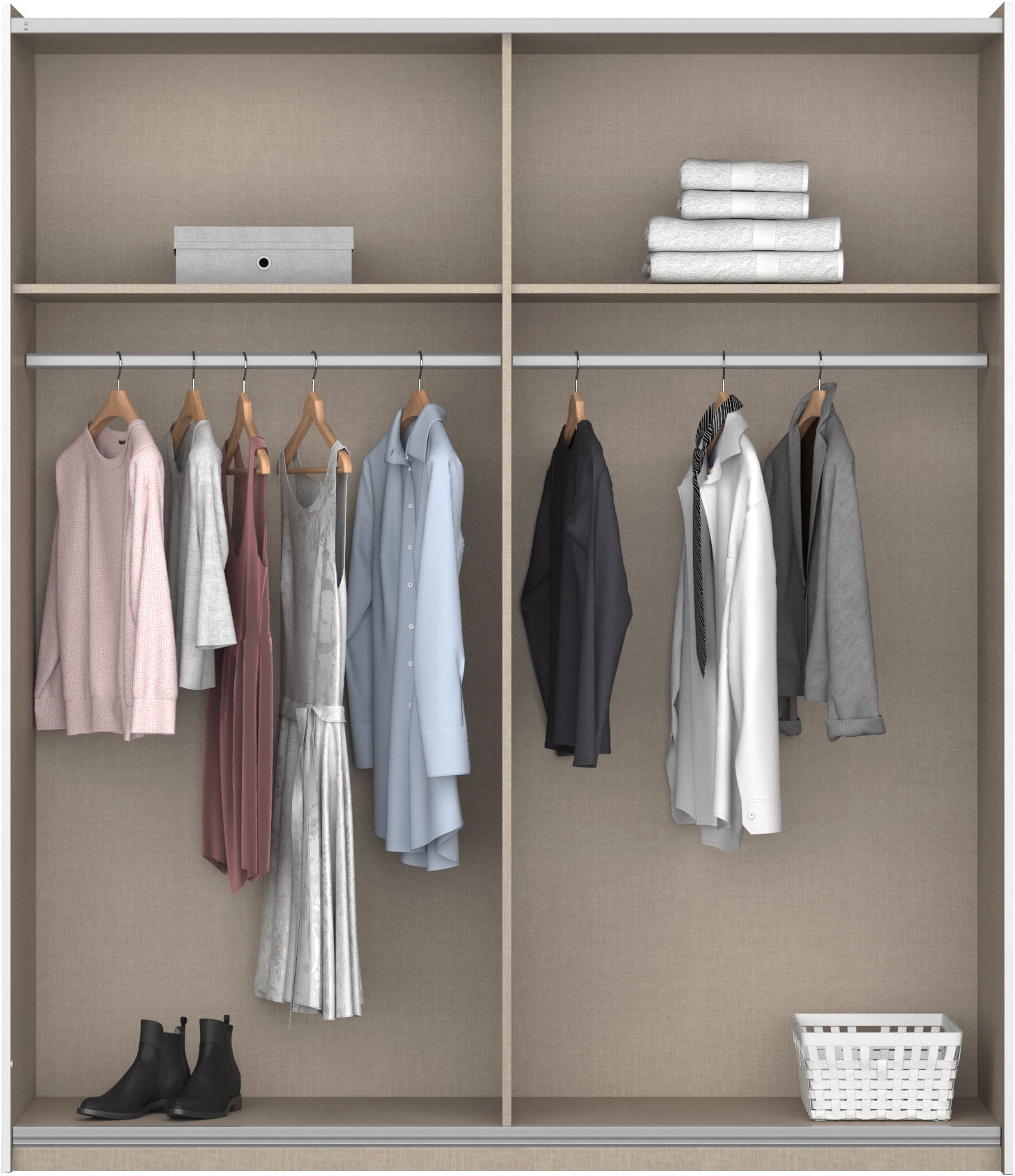 rauch Schwebetürenschrank »Kleiderschrank Schrank Garderobe Wäscheschrank SATURN« 3 verschiedene Ausstattungen BASIC/CLASSIC/PREMIUM (inkl. SOFT-CLOSE),  zeitlose Farbkombinationen, B/H/T: 175/191/59 cm MADE IN GERMANY