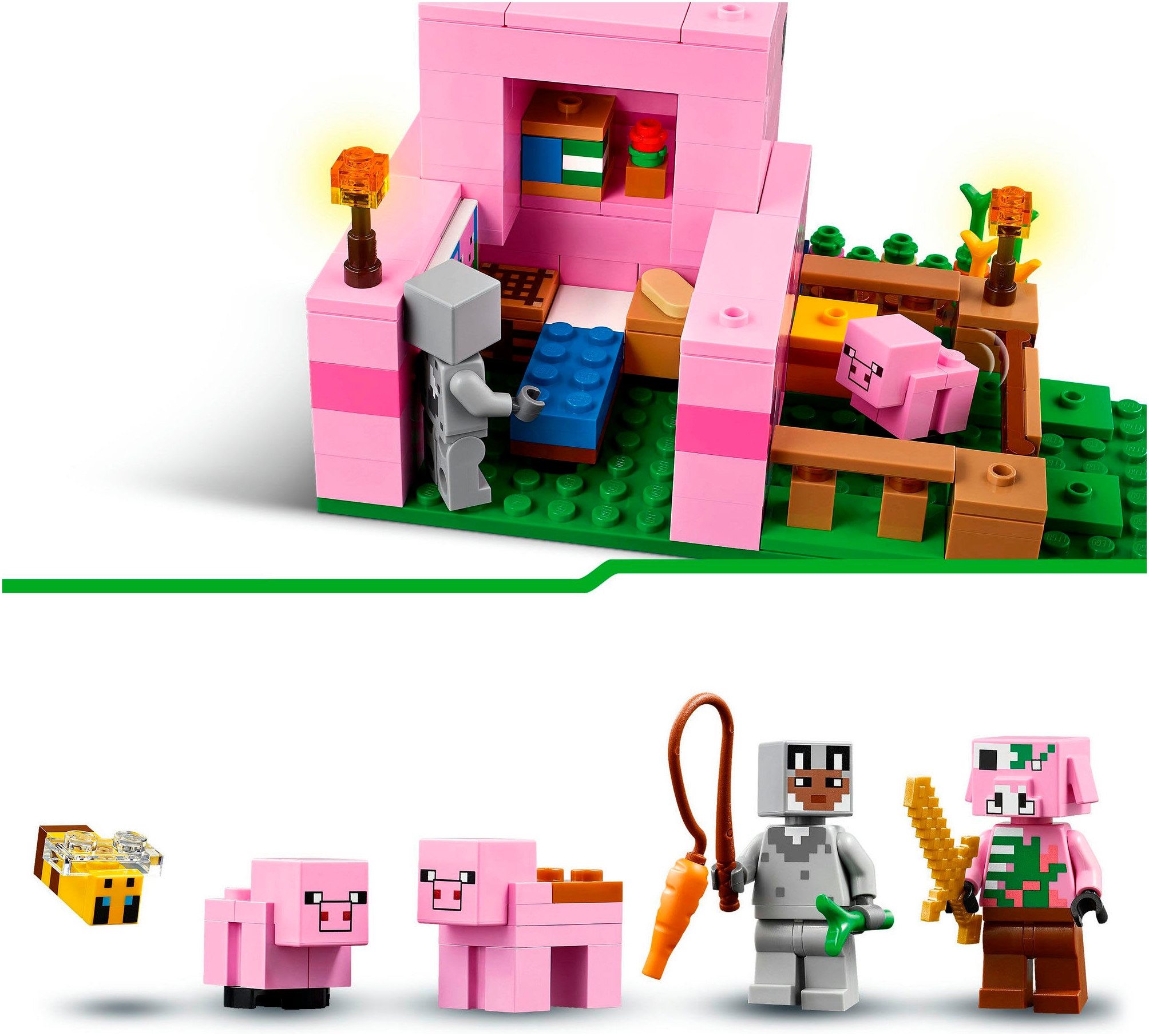LEGO® Konstruktionsspielsteine »Das Babyschwein-Haus (21268), LEGO Minecraft« Made in Europe