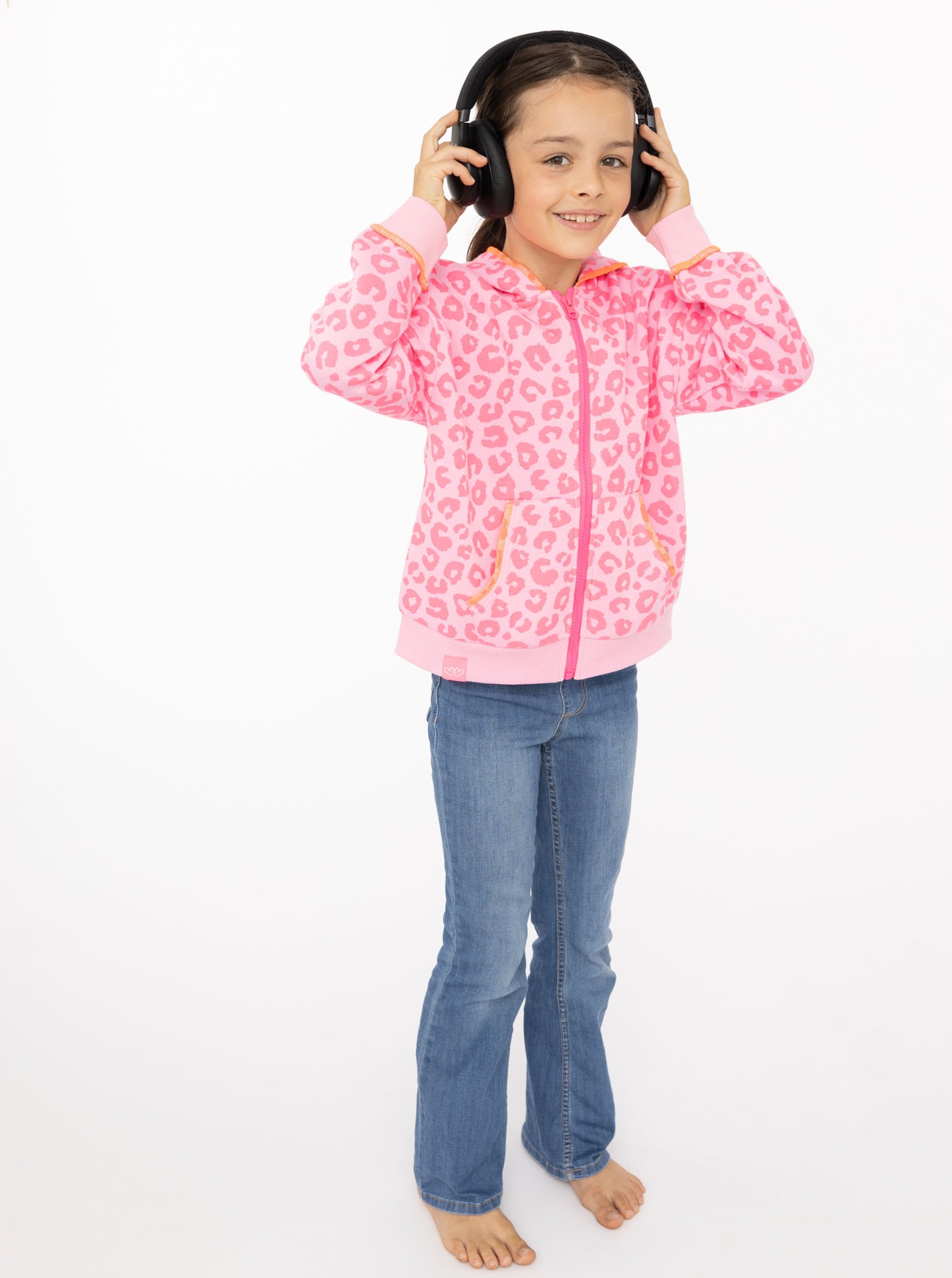 Zwillingsherz Sweat à capuche »"Soft Leo"« Mini-Me, mit Leo Muster, Zipper und Taschen