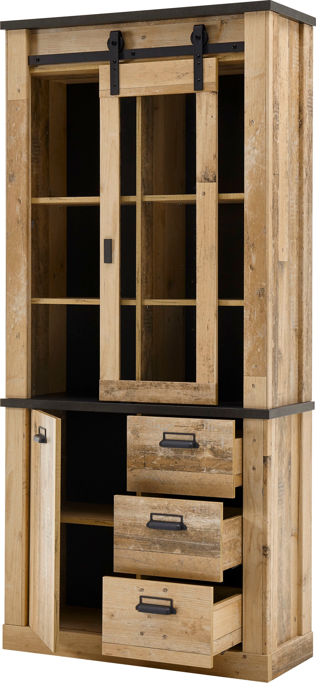 Home affaire Meuble mural »Sherwood, Anbauwand im Industrial-Style, Komplettset, Wohnzimmer-Set« 4 cuis tlg.