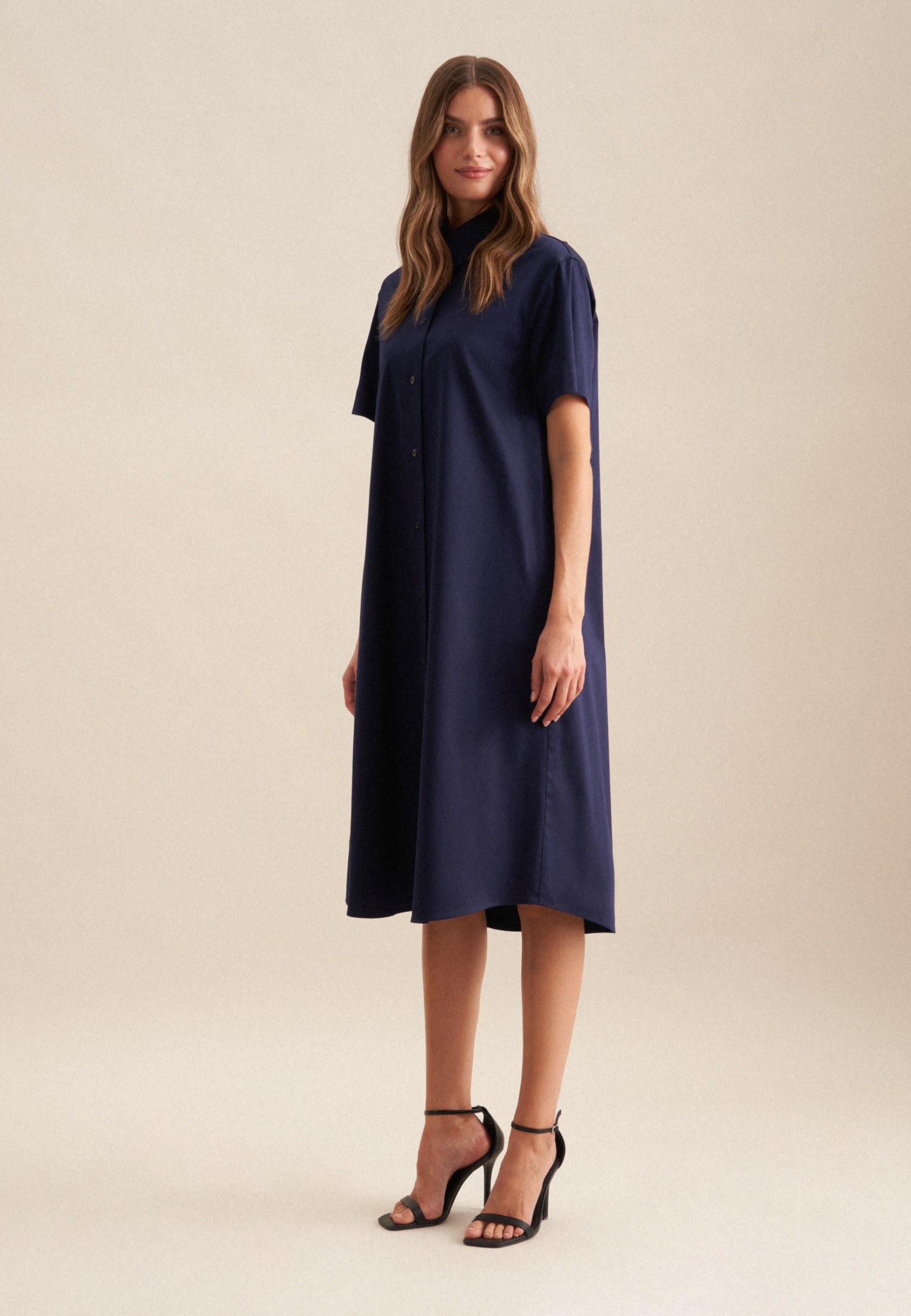 seidensticker Sommerkleid »Schwarze Rose« Kurzarm Kragen Uni