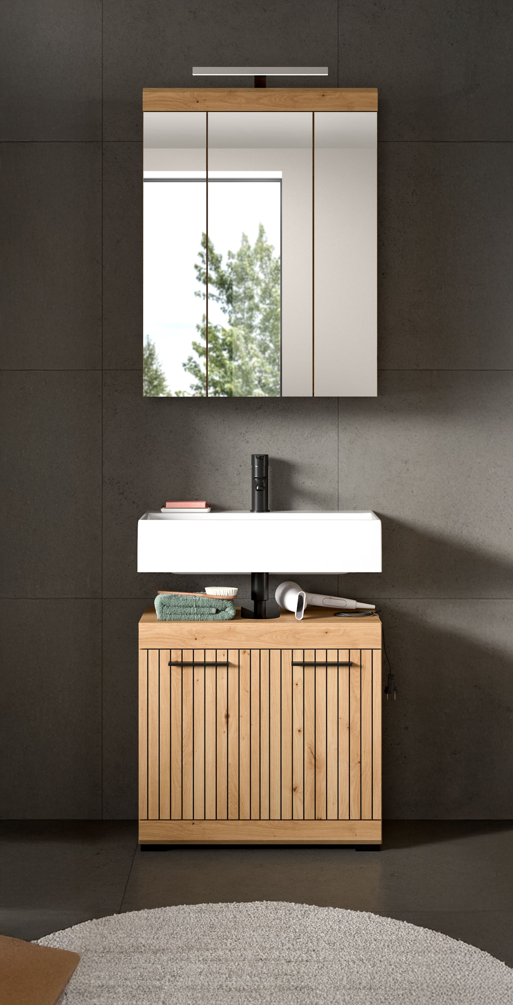 welltime Ensemble de meubles de salle de bain »SIENA, 2 teilig, inklusive LED Beleuchtung, bestehend aus:« Ensemble, BEST-SELLER !, 2 cuis tlg.