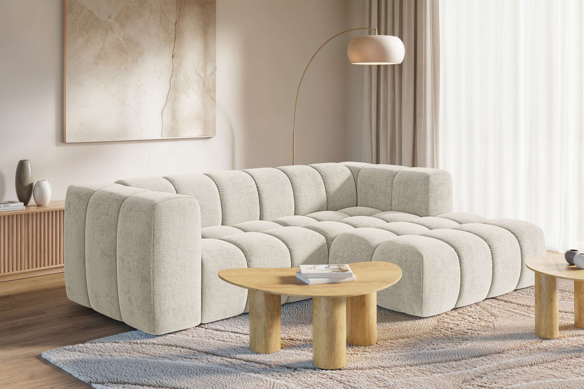 homsy by Ana Johnson Canapé d'angle »»L« BOUBELLE L-Form, Design-Sofa, Bubble-Optik, Breite 247 cm« hoher Sitzkomfort dank Wellenunterfederung, L Sitztiefe 63 cm