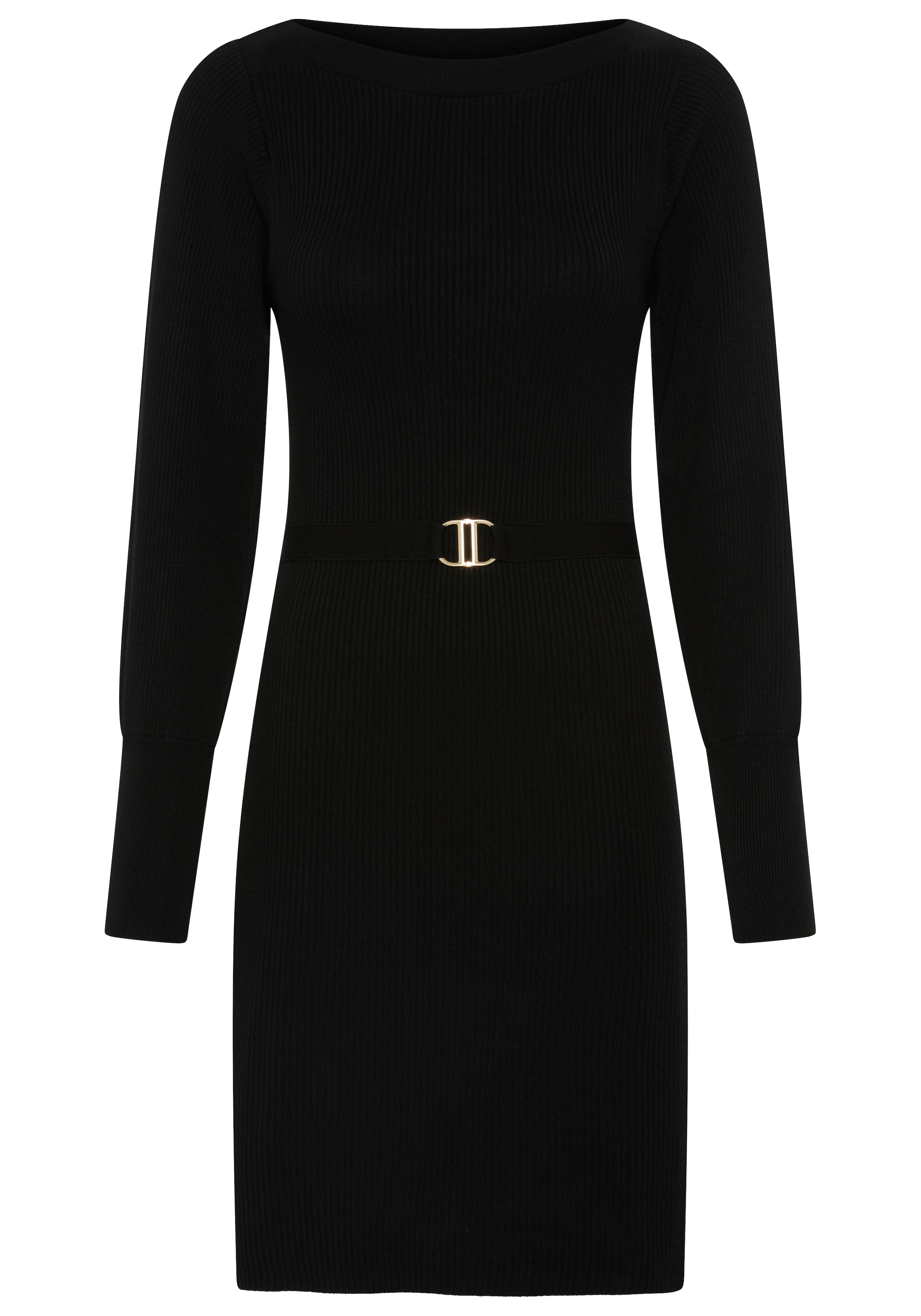 Bruno Banani Robe en tricot »mit Ziergürtel und goldfarbener Schnalle« Sans poches avec coupe cintrée, en longueur mini