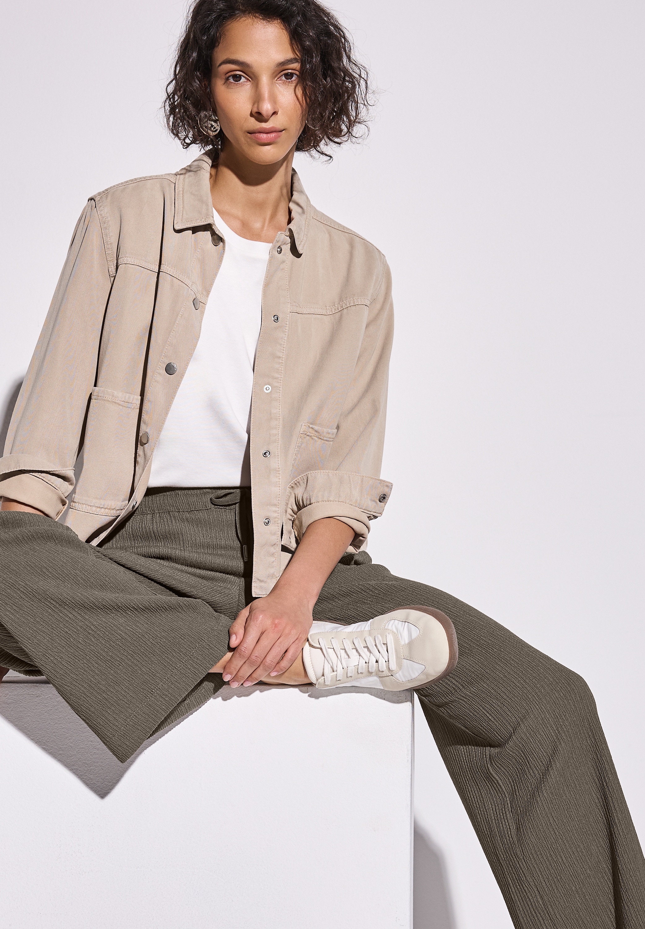 STREET ONE Pantalon en tissu  Sommerhose mit Struktur