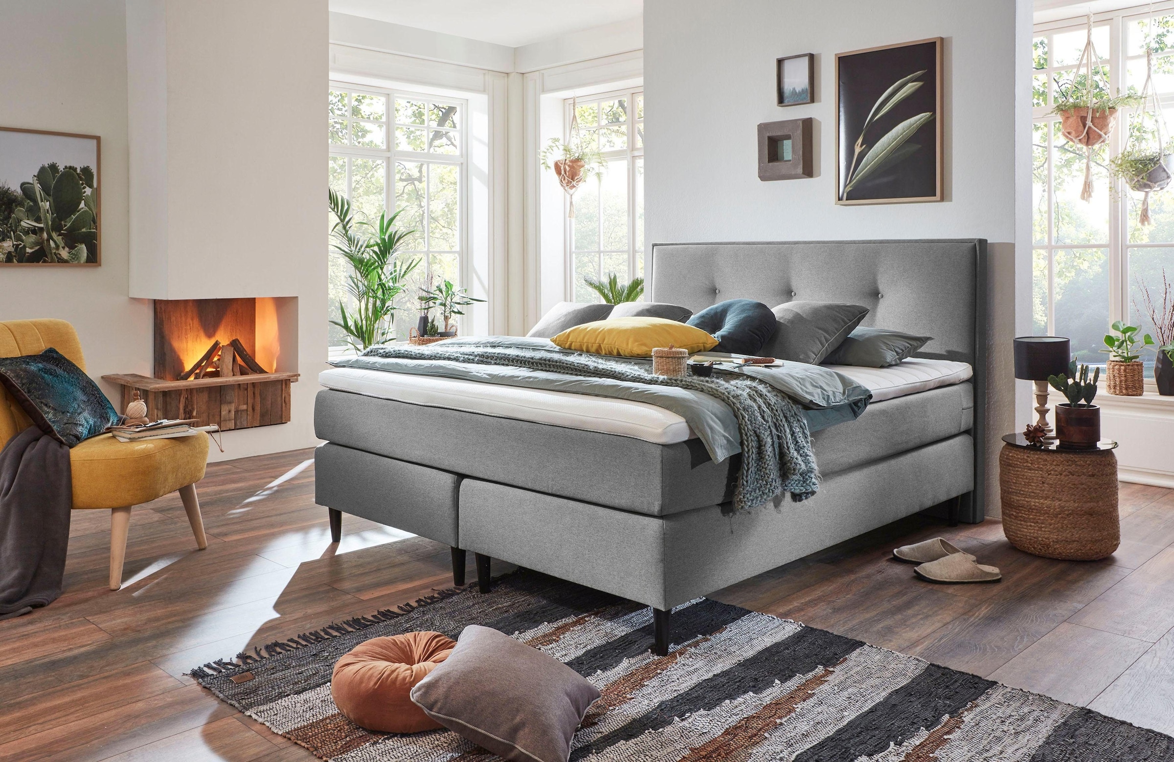 grüne betten Boxspringbett »Hella« mit Tonnentaschenfederkern-Matratze, 100% vegan