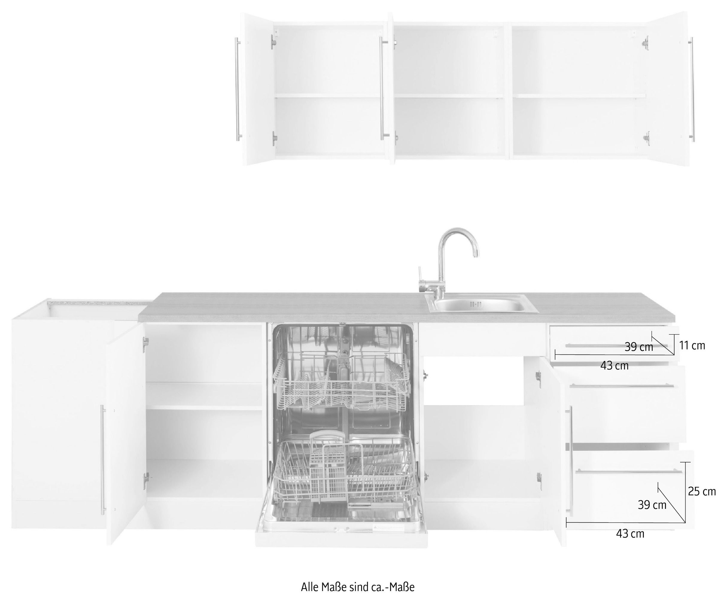 KOCHSTATION Winkelküche »KS-Samos« Stellbreite 260x270 cm, wahlweise mit E-Geräten und Induktion