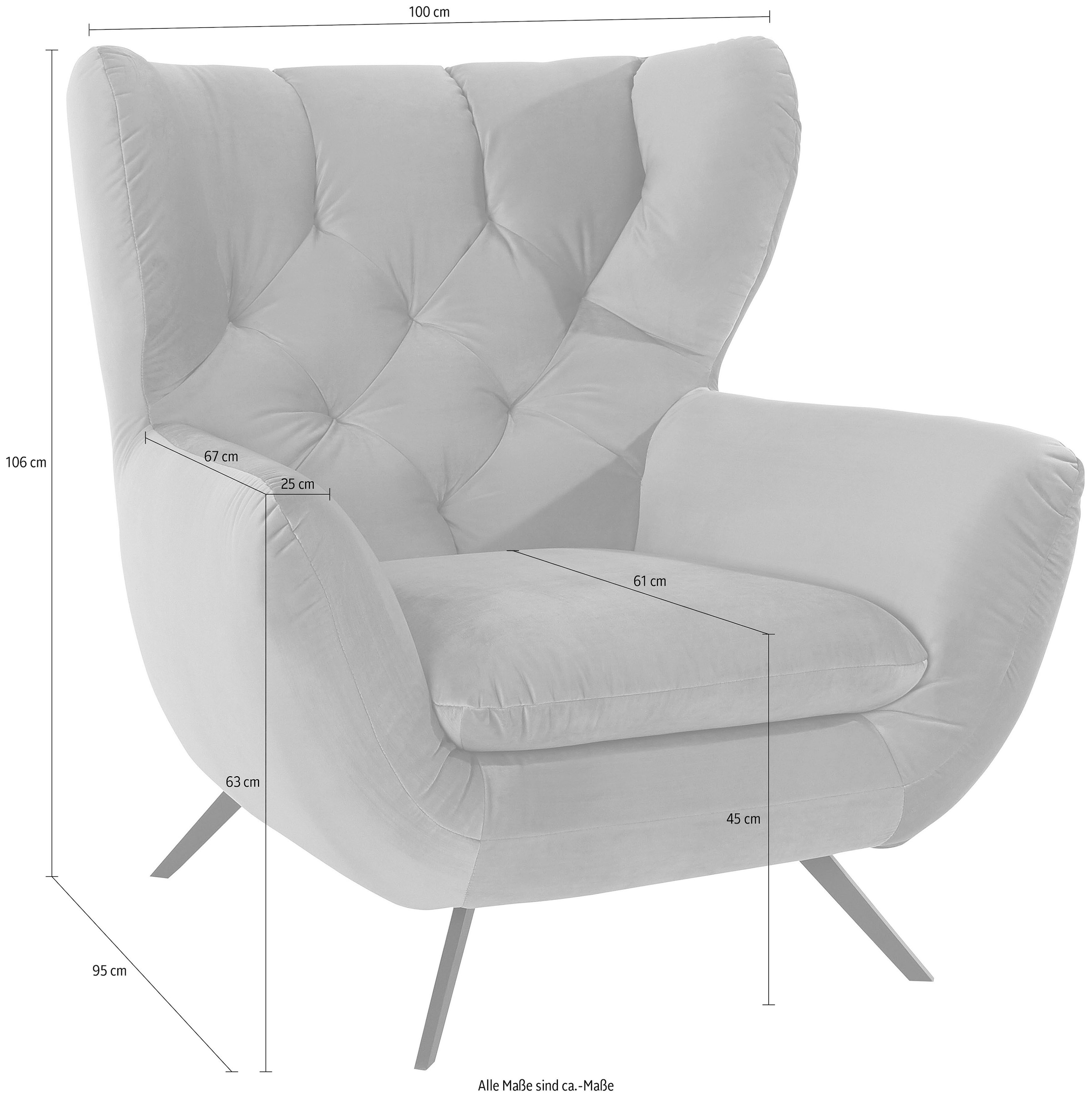 3C Candy Fauteuil »Beatrice Ohrensessel mit Knopfheftung im Rücken« fauteuil rétro confortable aussi en velours côtelé et imitation fourrure