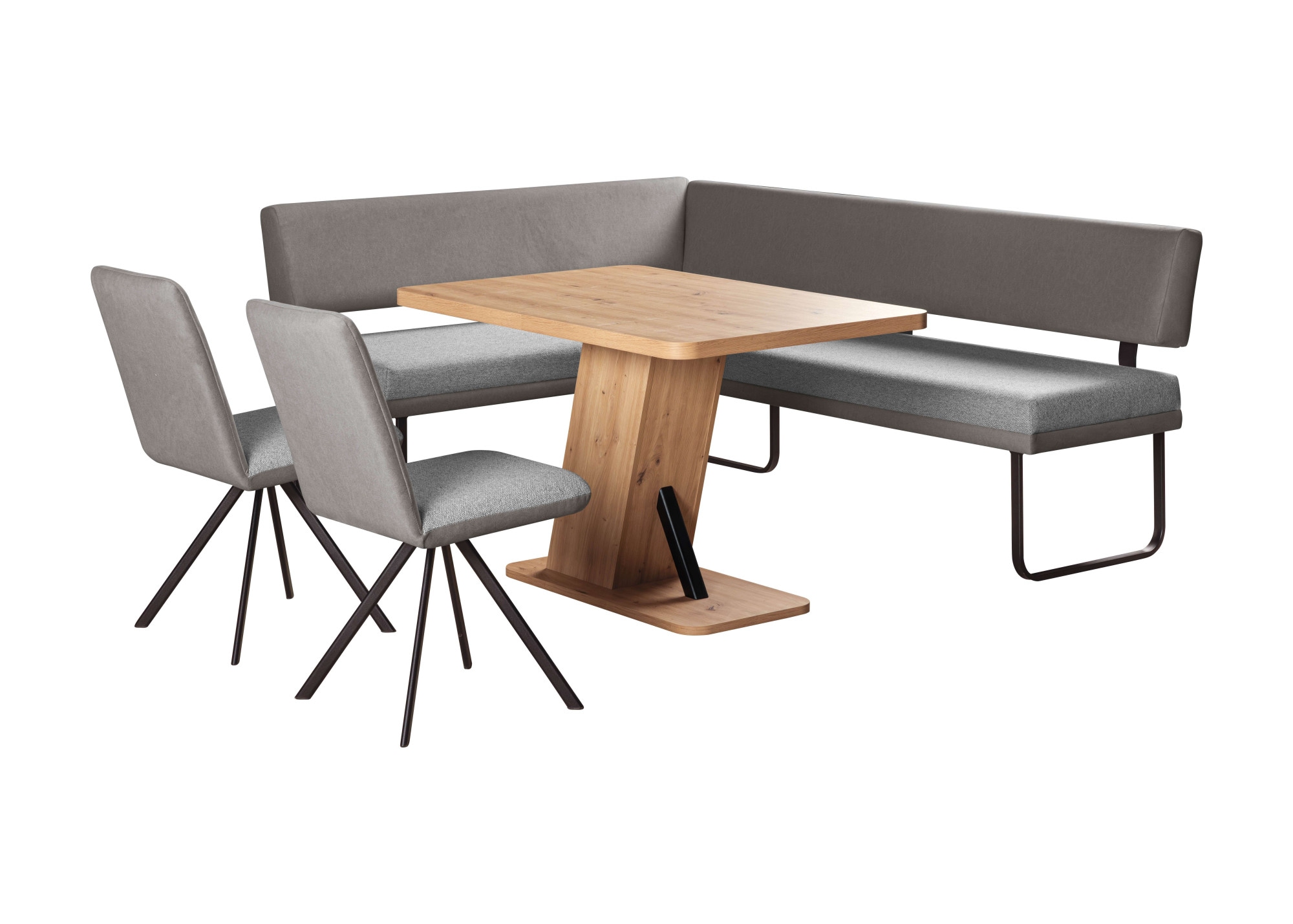GOODproduct Ensemble de bancs d'angle »Gabi Essecke, Sitzgruppe, Eckbankgruppe, Küchenbankgruppe« Set, 4tlg, 4 pièces tlg. Gestell aus matt-schwarzem Flachmetall, stabil, 2-Stoff-Design
