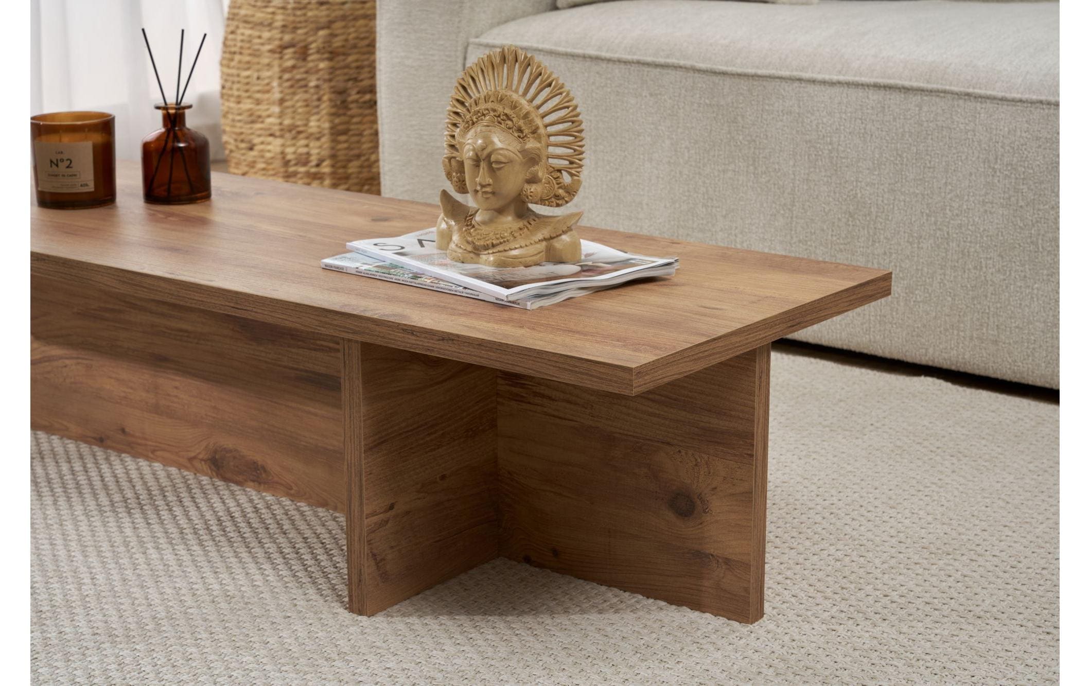 WOODY FASHION Table basse »Harbor 120 x 30 cm« Melaminbeschichteter Wohnzimmertisch